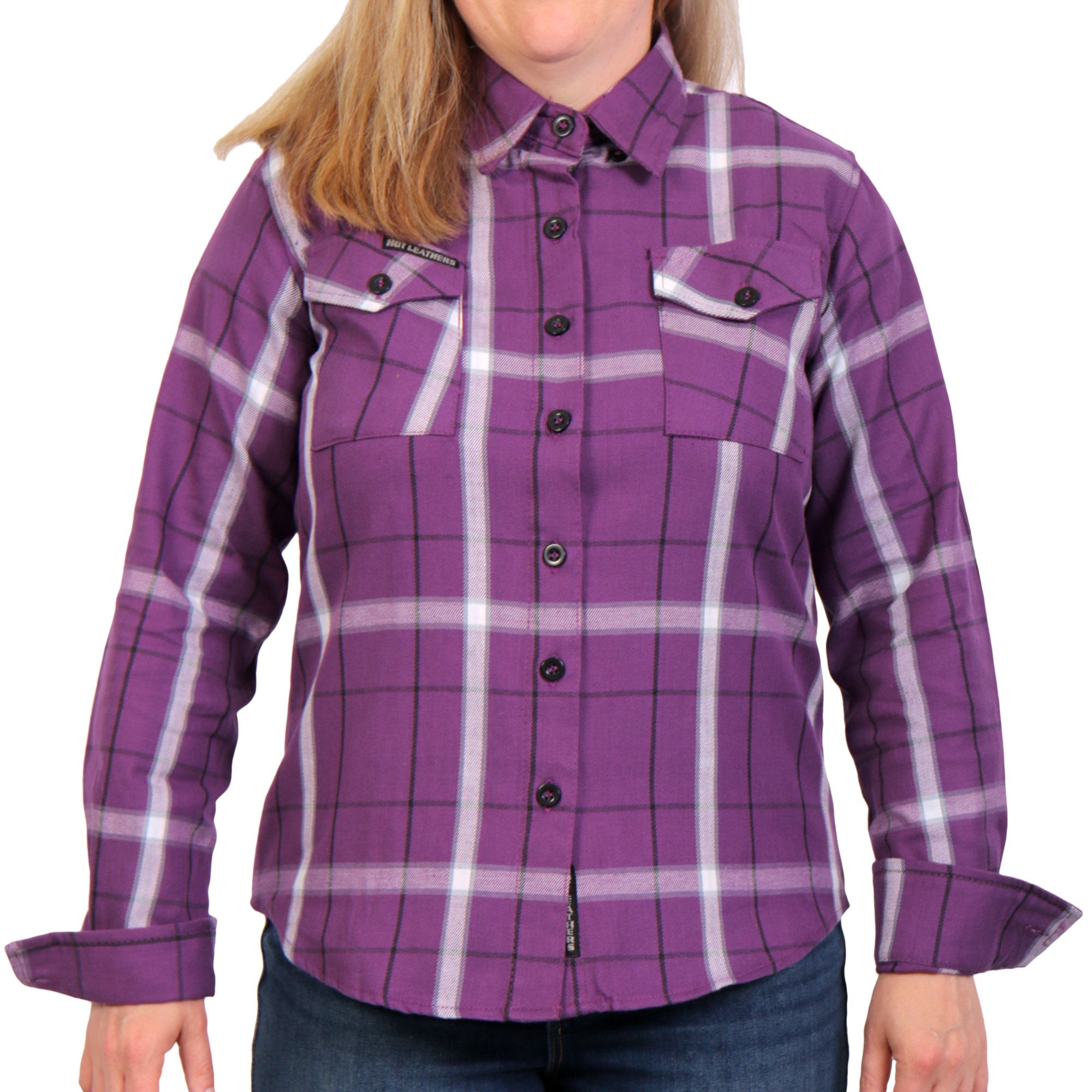 FLL3010 Ladies 'Purple, White and Black' Flannel Shirt