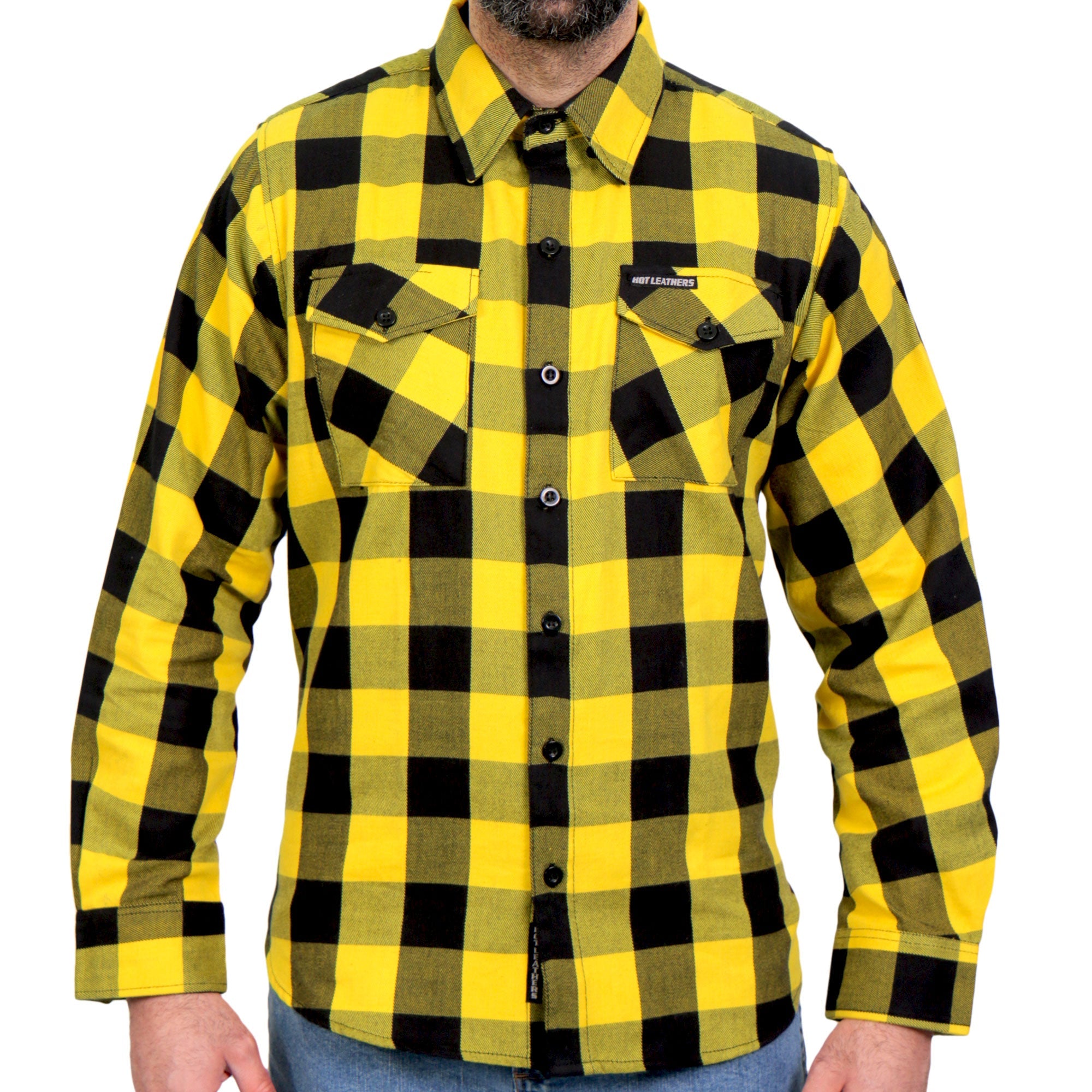 FLM2014 Men's 'Gold and Black' Flannel Long Sleeve Shirt
