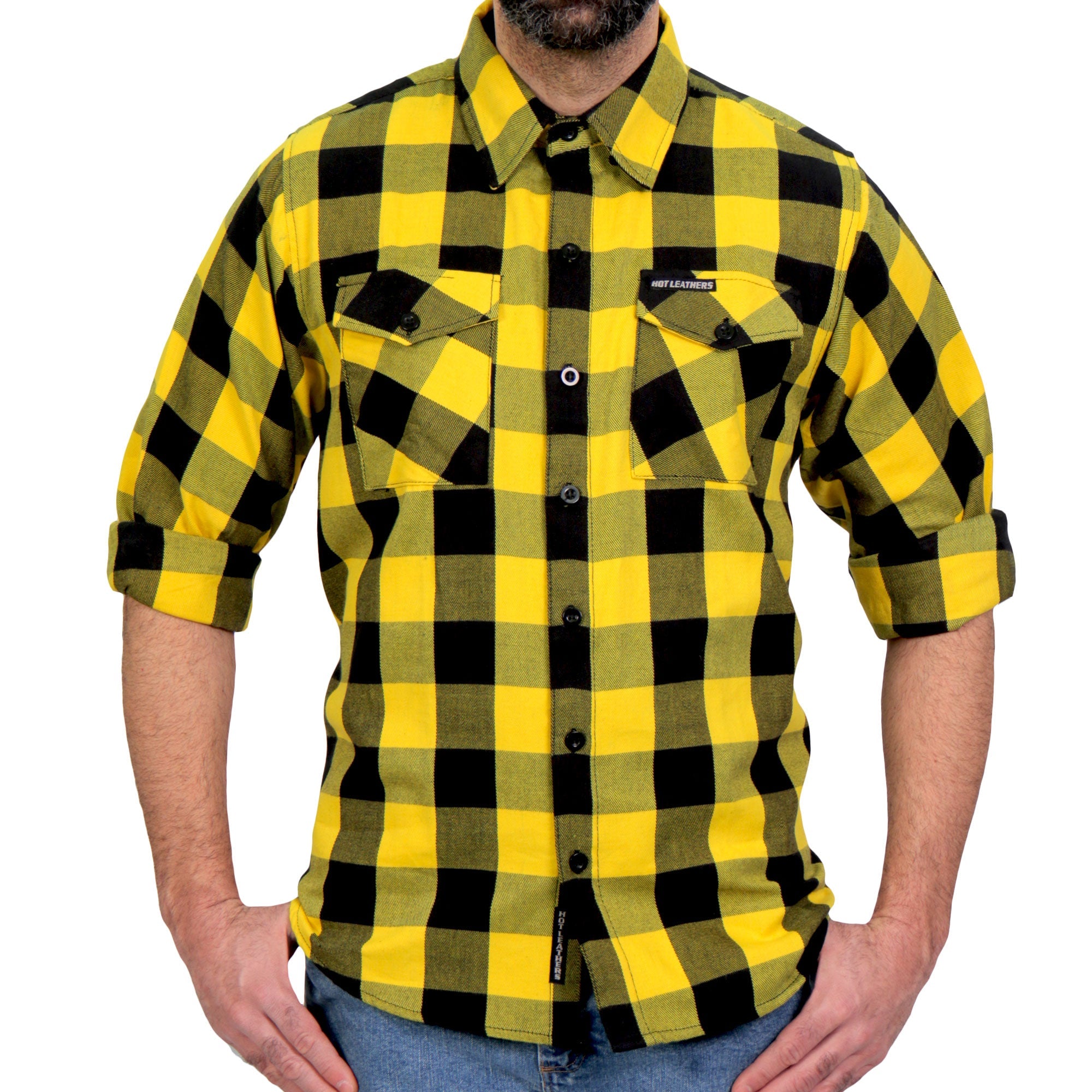 FLM2014 Men's 'Gold and Black' Flannel Long Sleeve Shirt