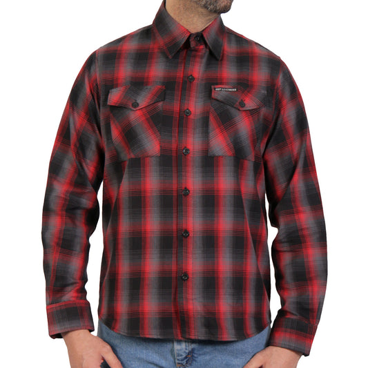 FLM2017 Men's Red and Gray Long Sleeve Flannel Shirt