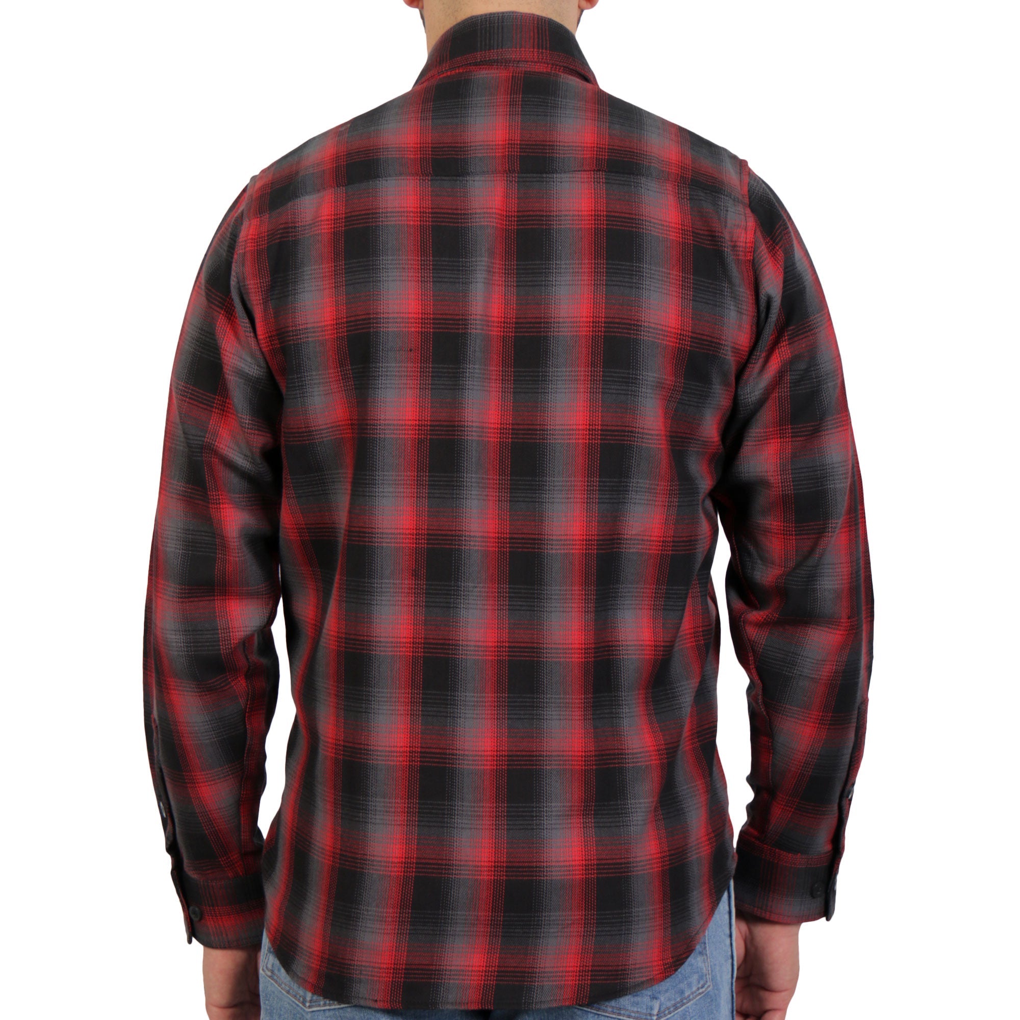 FLM2017 Men's Red and Gray Long Sleeve Flannel Shirt