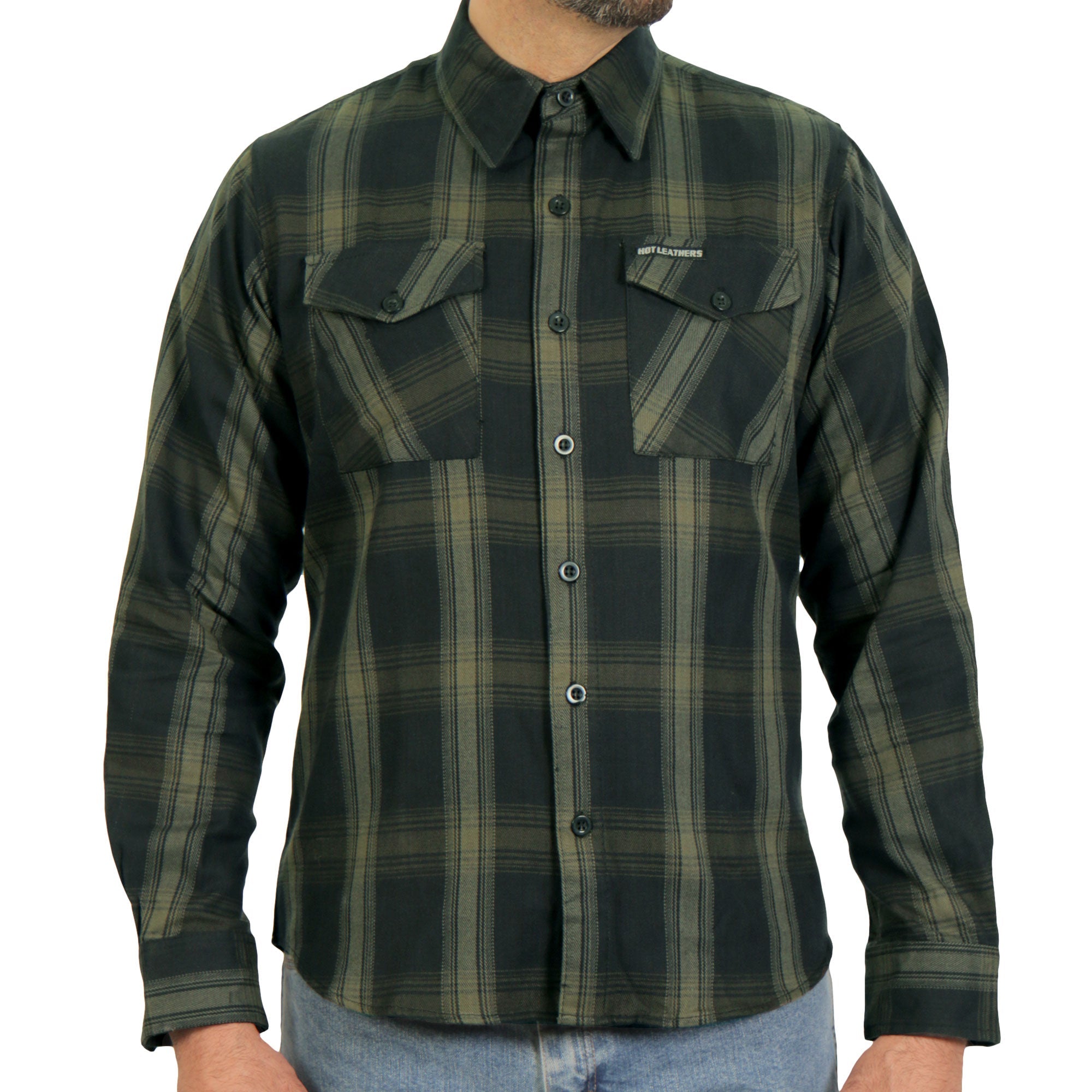 FLM2018 Men's Black and Green Long Sleeve Flannel