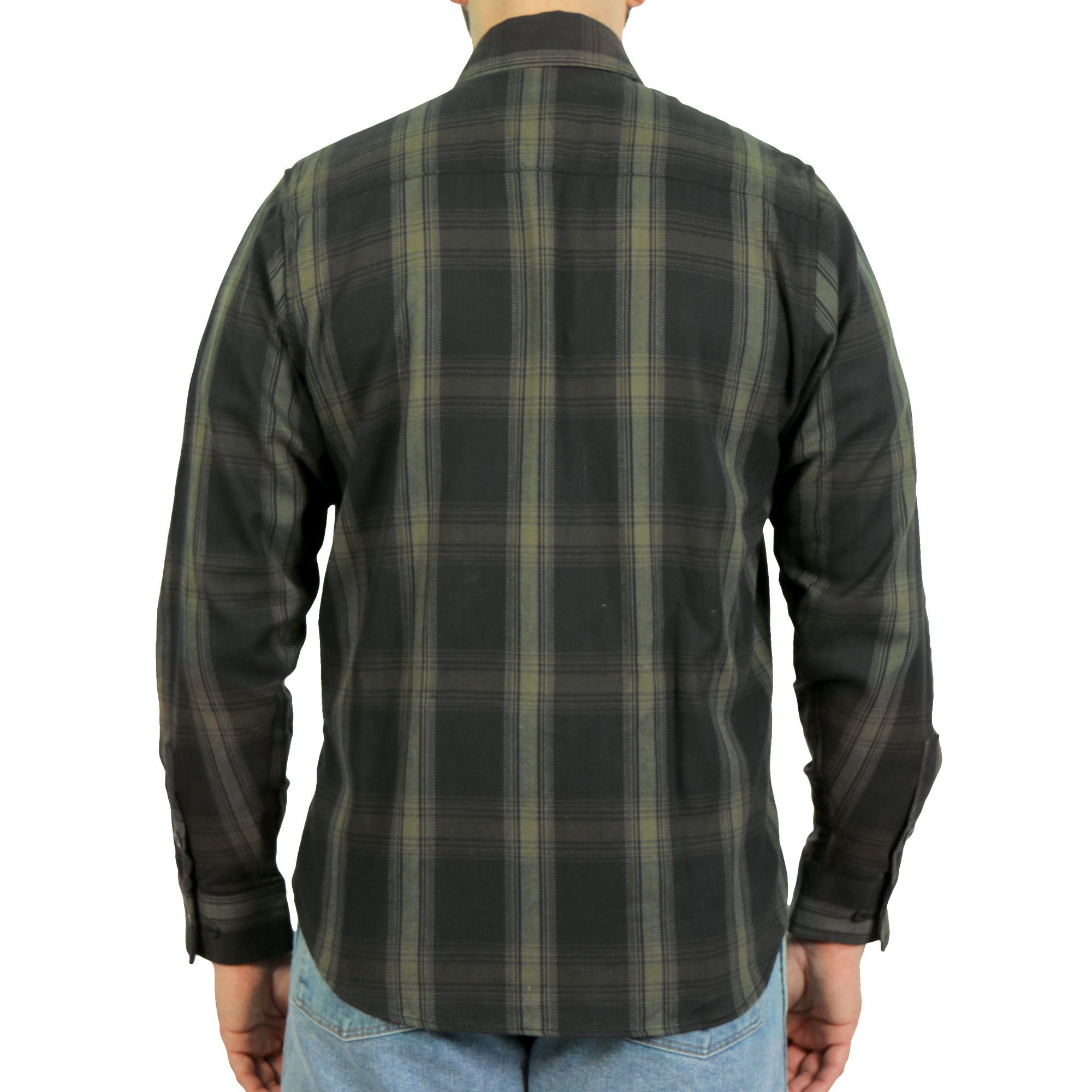 FLM2018 Men's Black and Green Long Sleeve Flannel