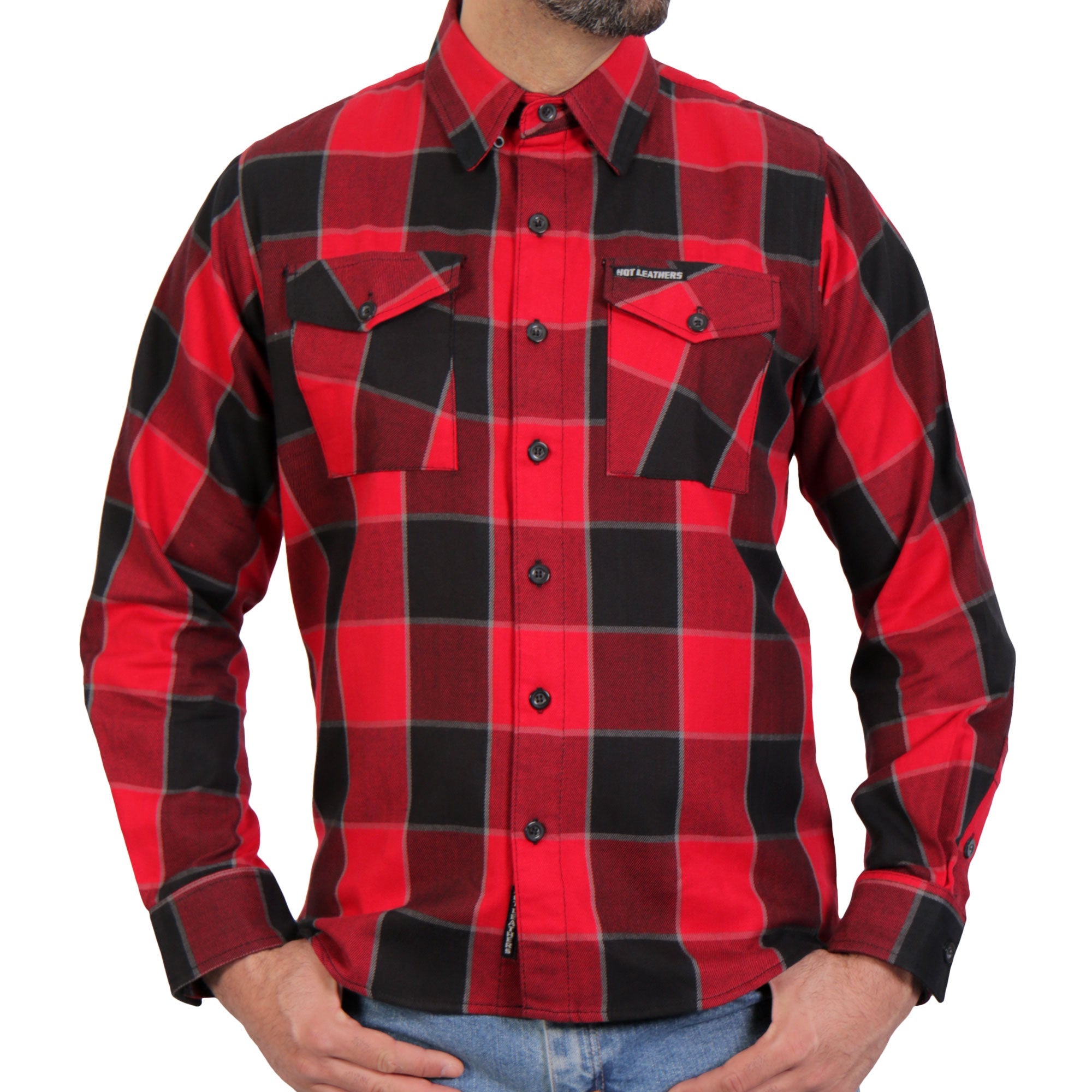 FLM2019 Men's Red Black and Gray Long Sleeve Flannel