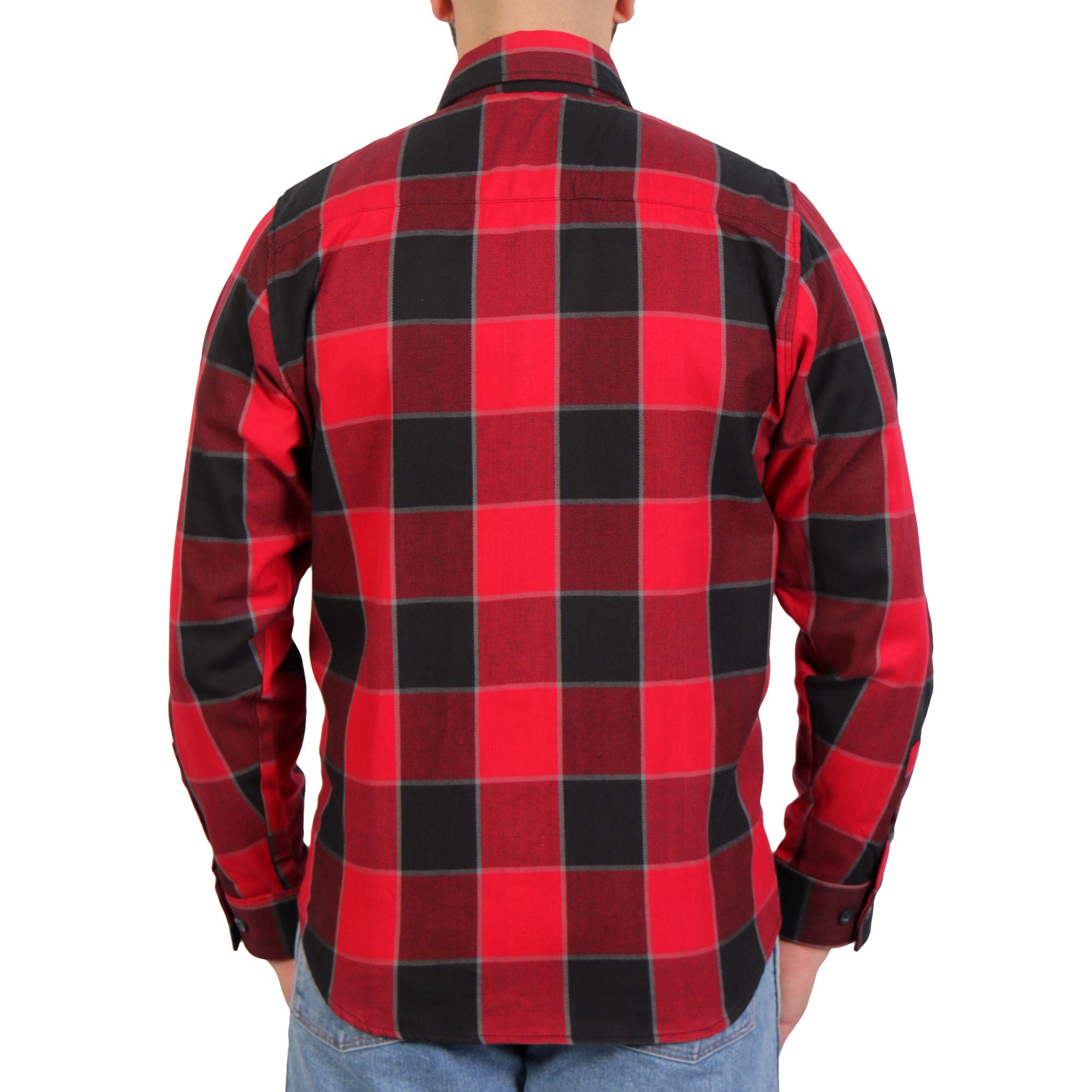 FLM2019 Men's Red Black and Gray Long Sleeve Flannel