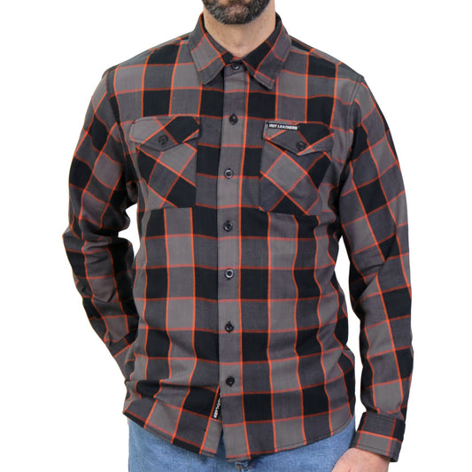 FLM2020 Men's 'Black, Gray and Orange' Flannel Long Sleeve Shirt