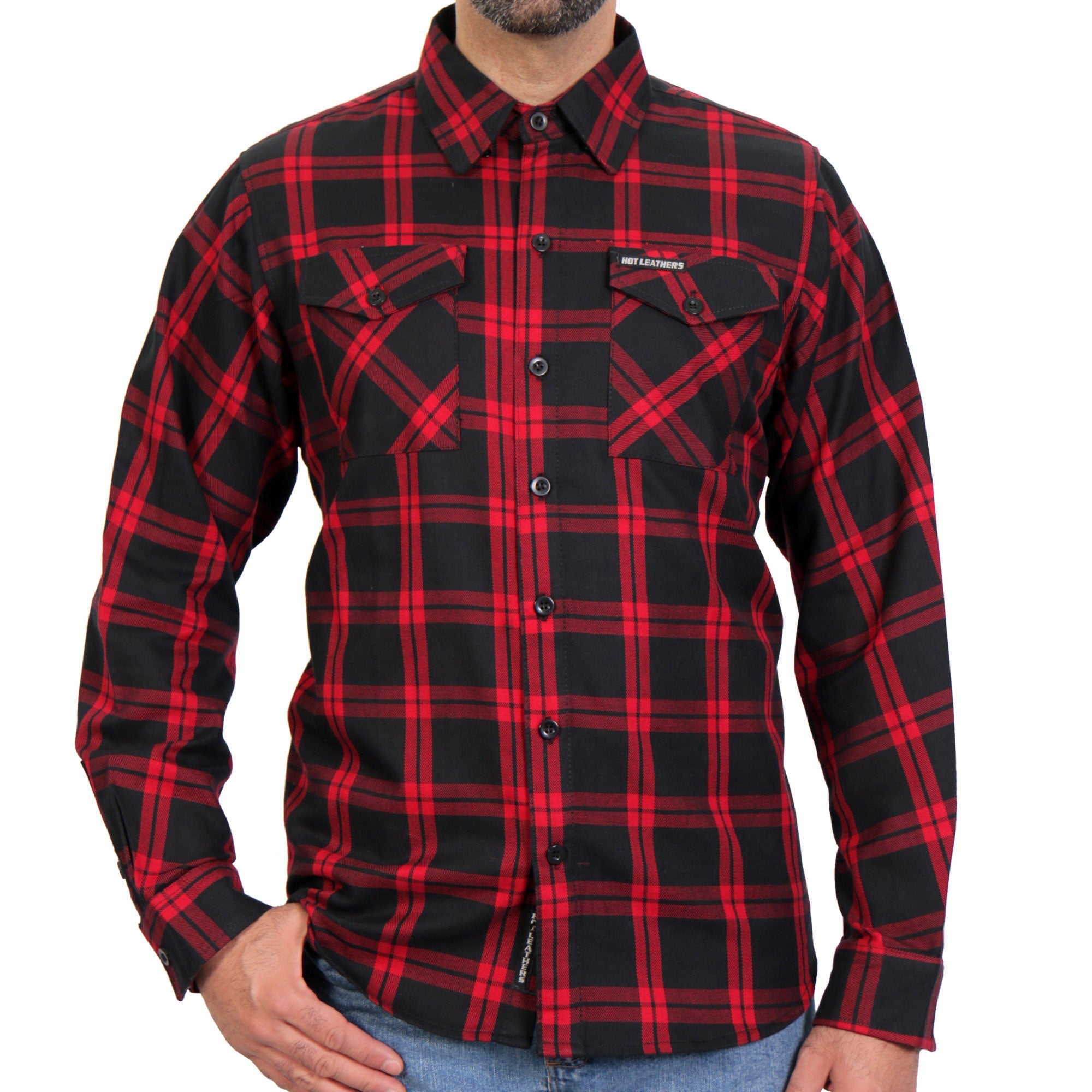 FLM2021 Men's 'Red and Black' Flannel Long Sleeve Shirt
