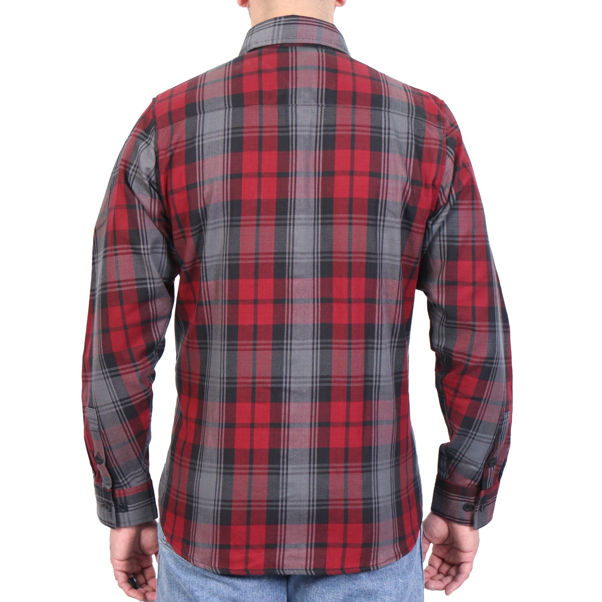 FLM2022 Men's 'Black, Gray and Red' Flannel Long Sleeve Shirt