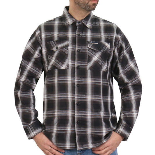 FLM2023 Men's 'White and Black' Flannel Long Sleeve Shirt