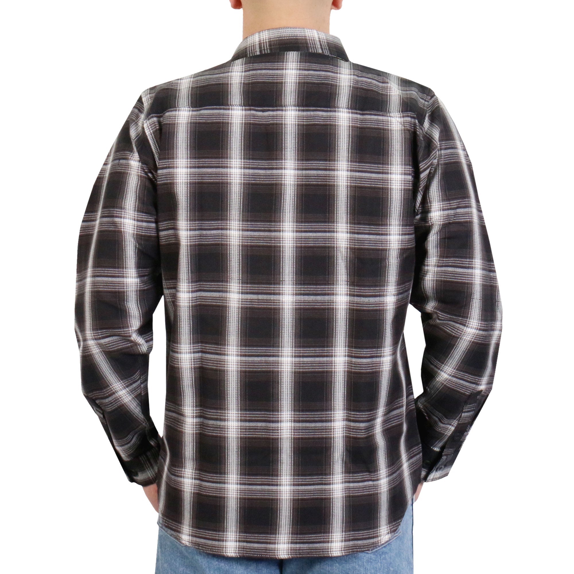 FLM2023 Men's 'White and Black' Flannel Long Sleeve Shirt