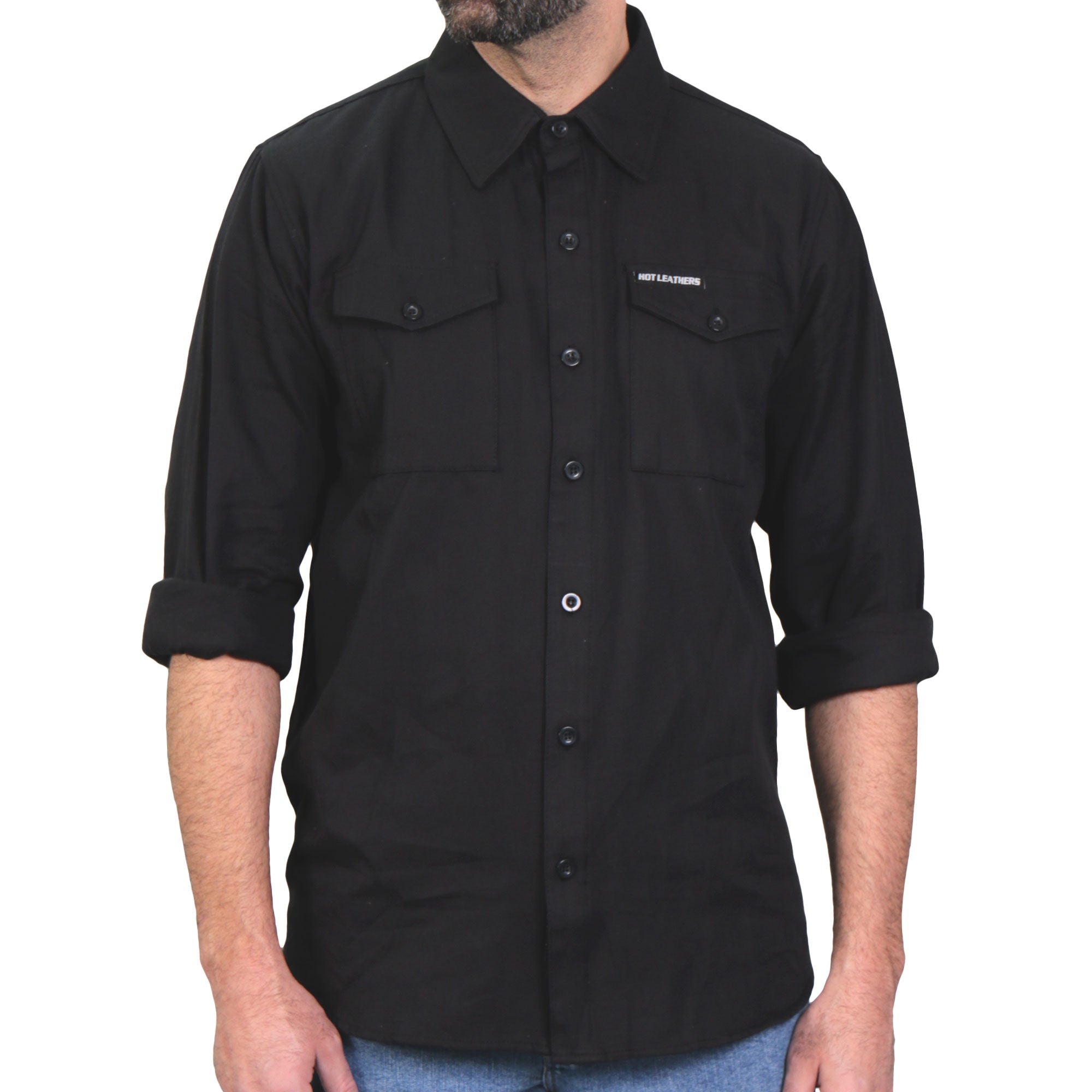 FLM2024 Men's 'Solid Black' Flannel Long Sleeve Shirt
