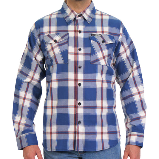 FLM2025 Men's 'Blue, White and Red' Flannel Long Sleeve Shirt