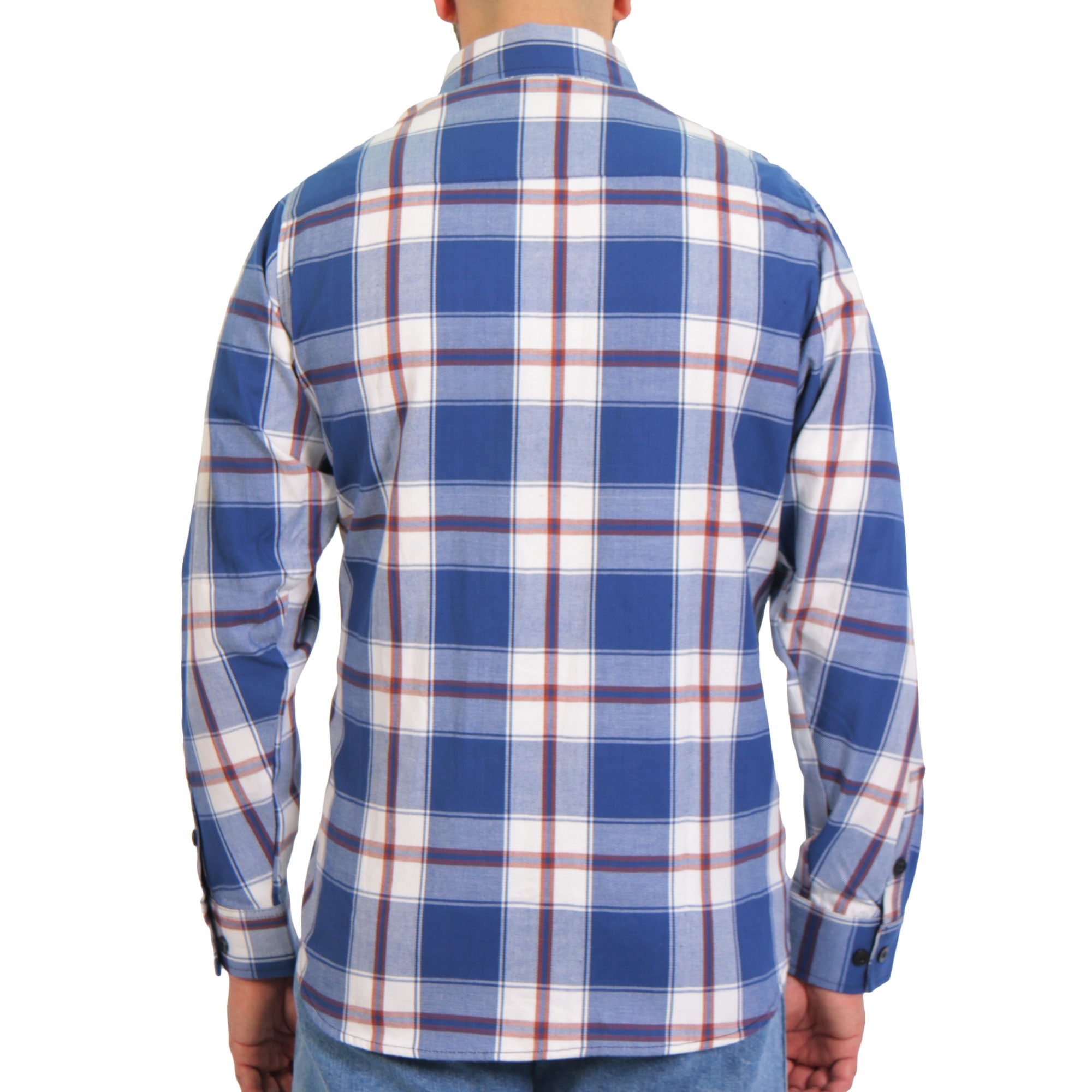 FLM2025 Men's 'Blue, White and Red' Flannel Long Sleeve Shirt