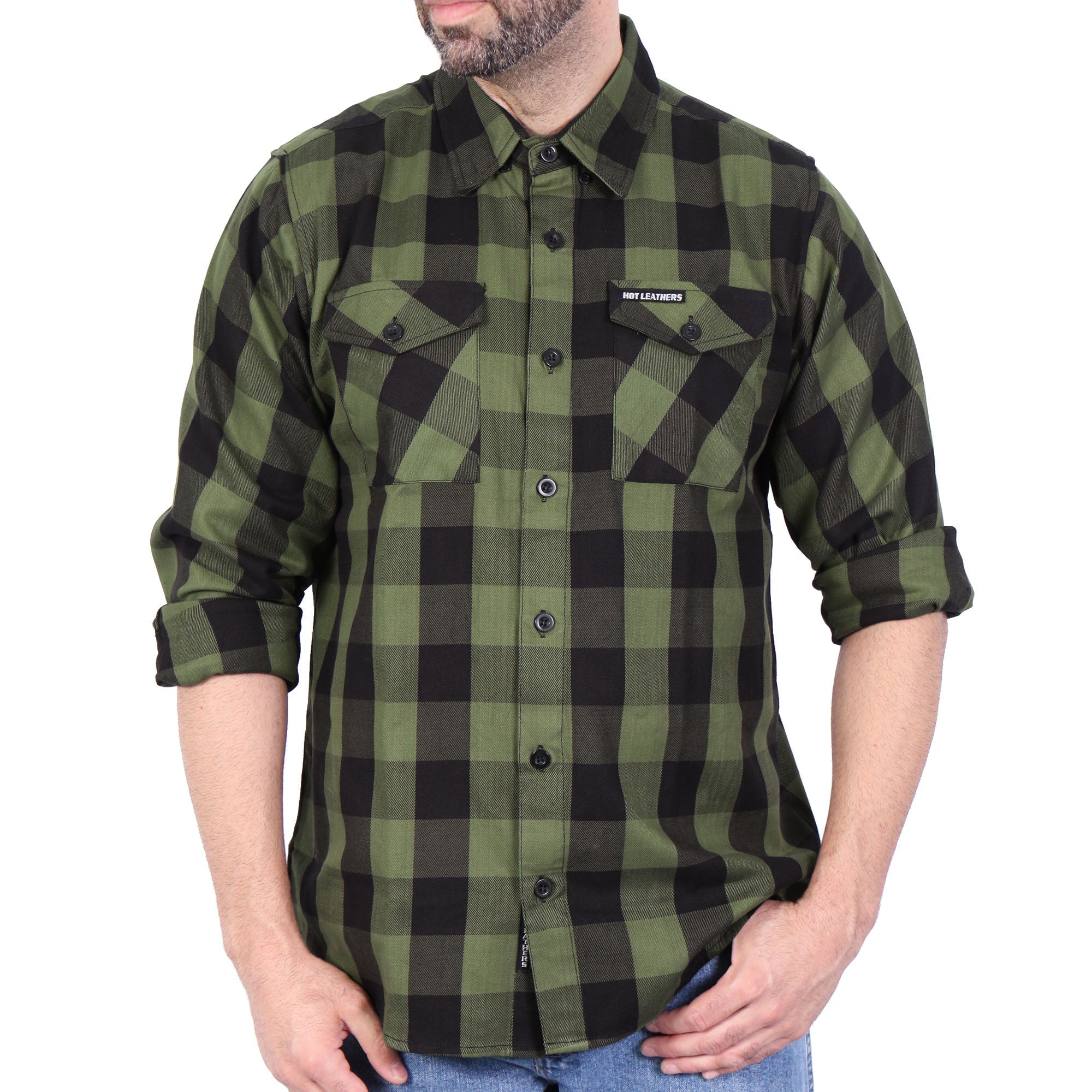 Long Sleeve OD Green and Black Flannel