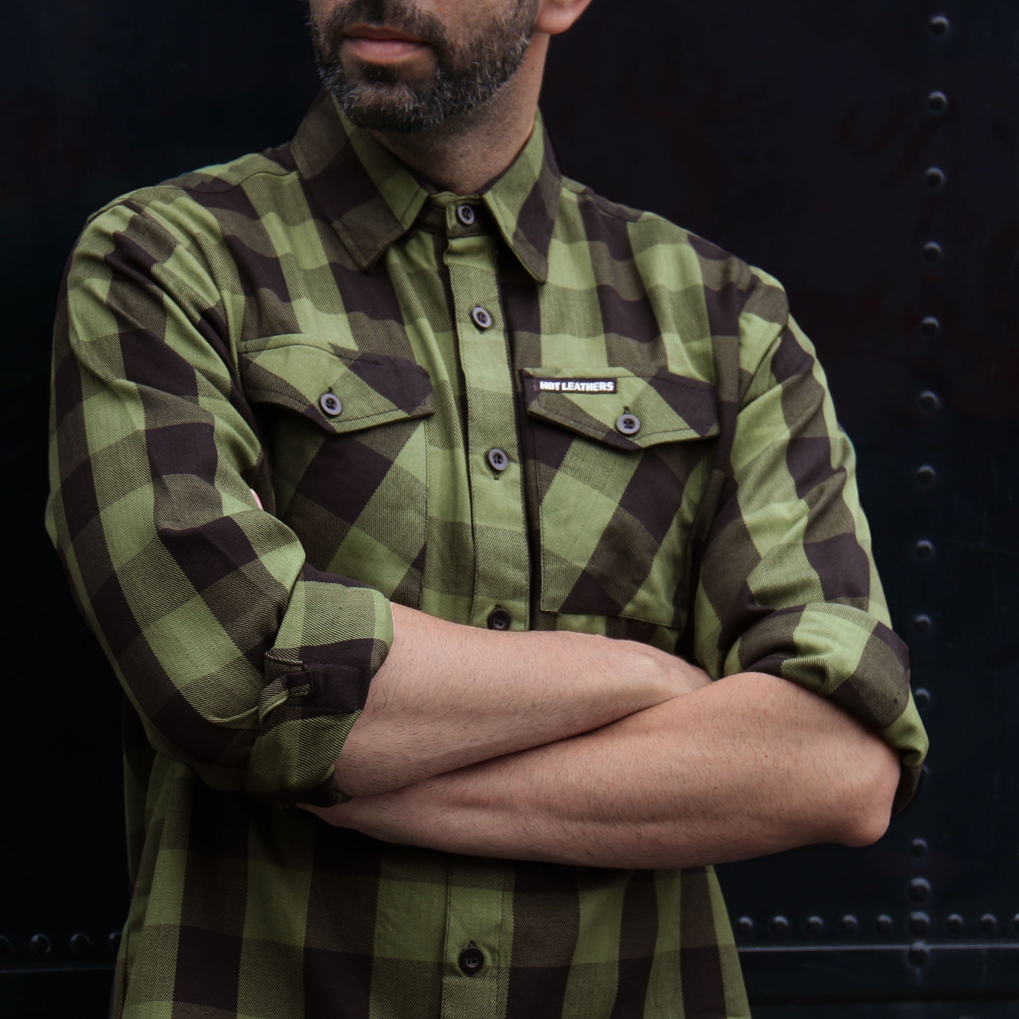 Long Sleeve OD Green and Black Flannel