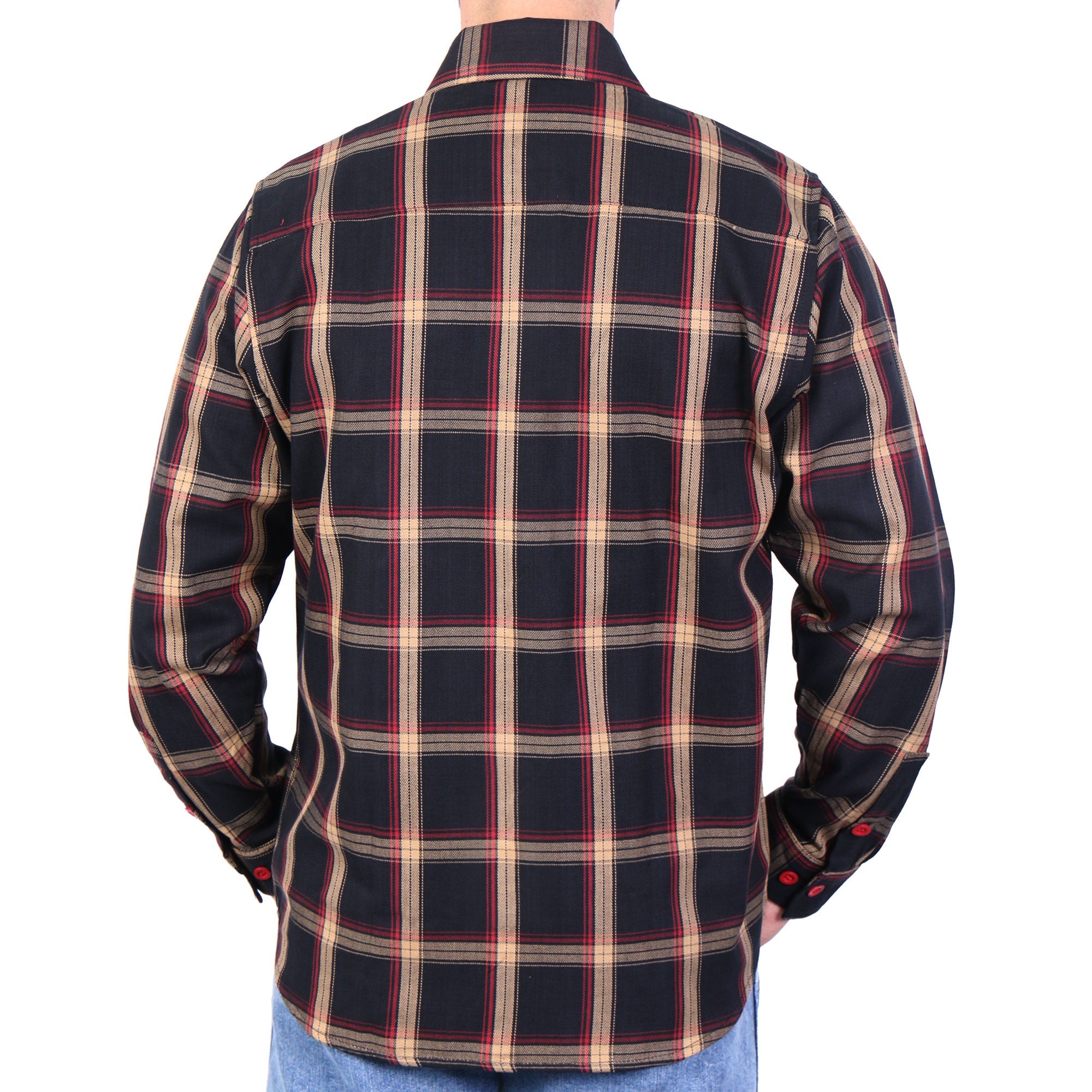 Black Tan and Red Flannel Shirt