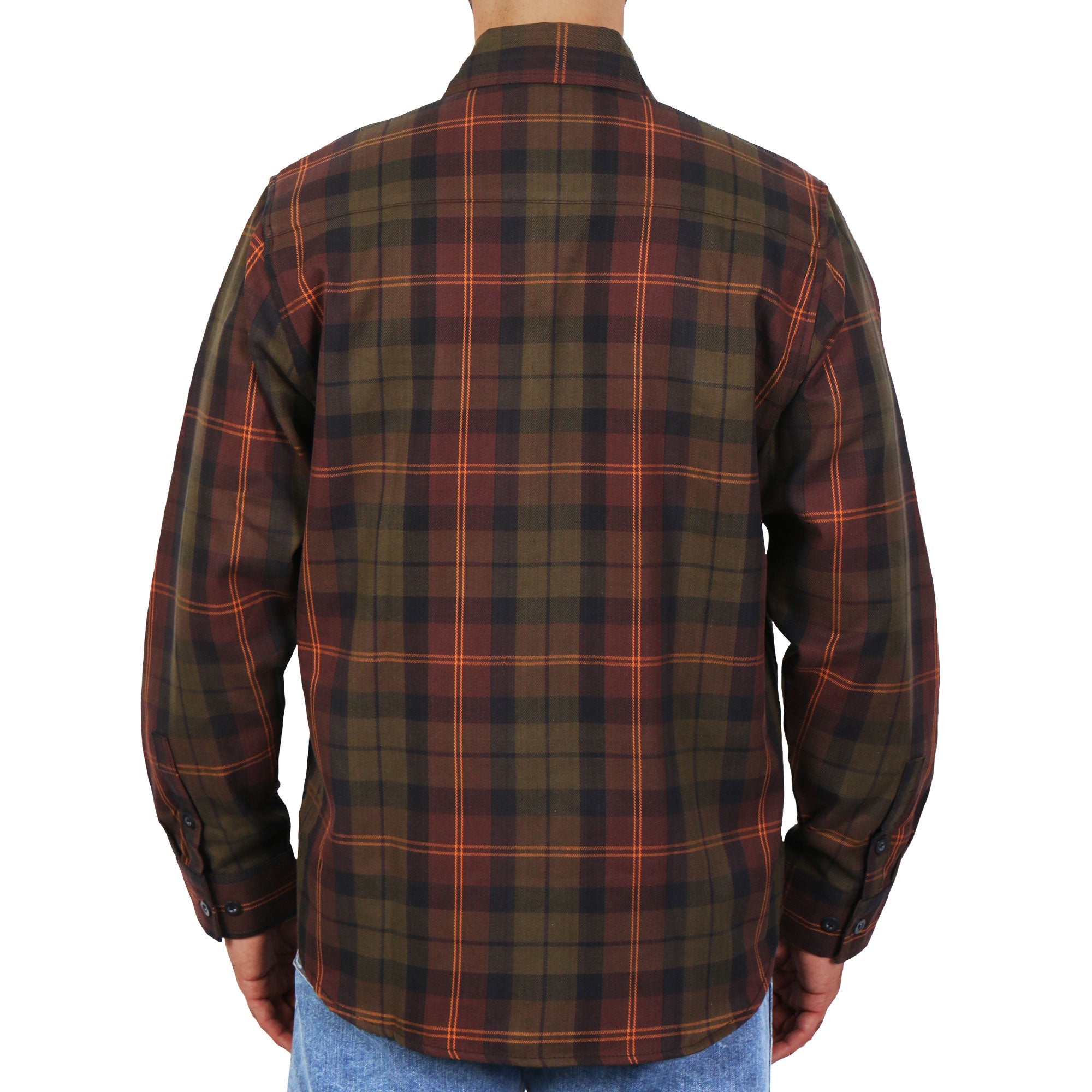 Green Orange and Brown Flannel Shirt