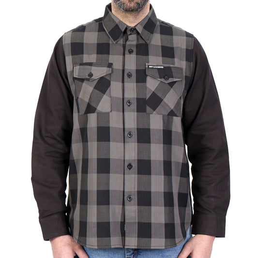 Mens Black And Gray 2 Toned Long Sleeve Flannel Shirt FLM2042