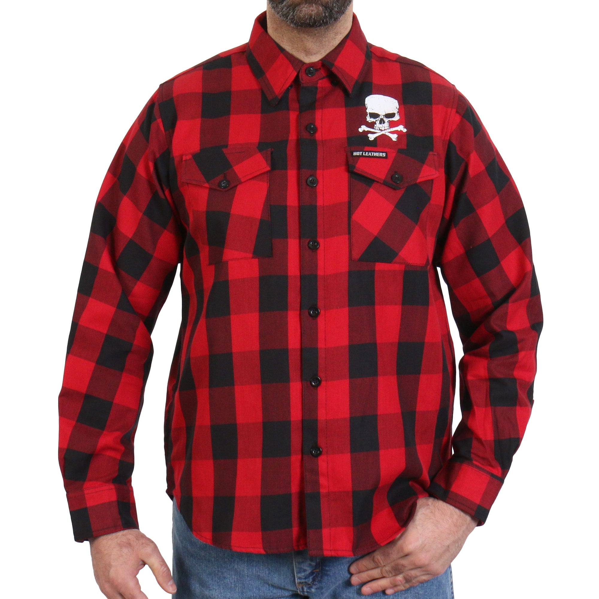 FLM2103 Men's 'Skull and Bones' Flannel Long Sleeve Shirt