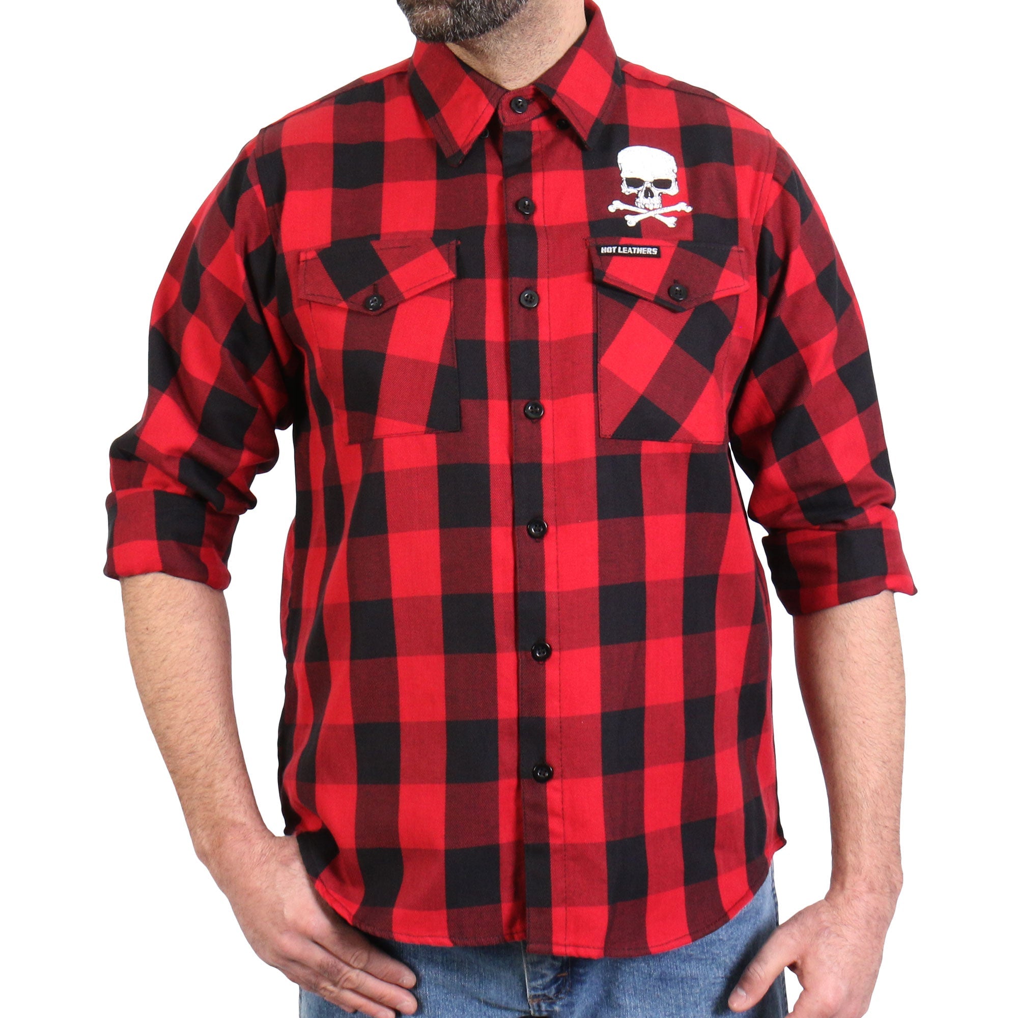 FLM2103 Men's 'Skull and Bones' Flannel Long Sleeve Shirt