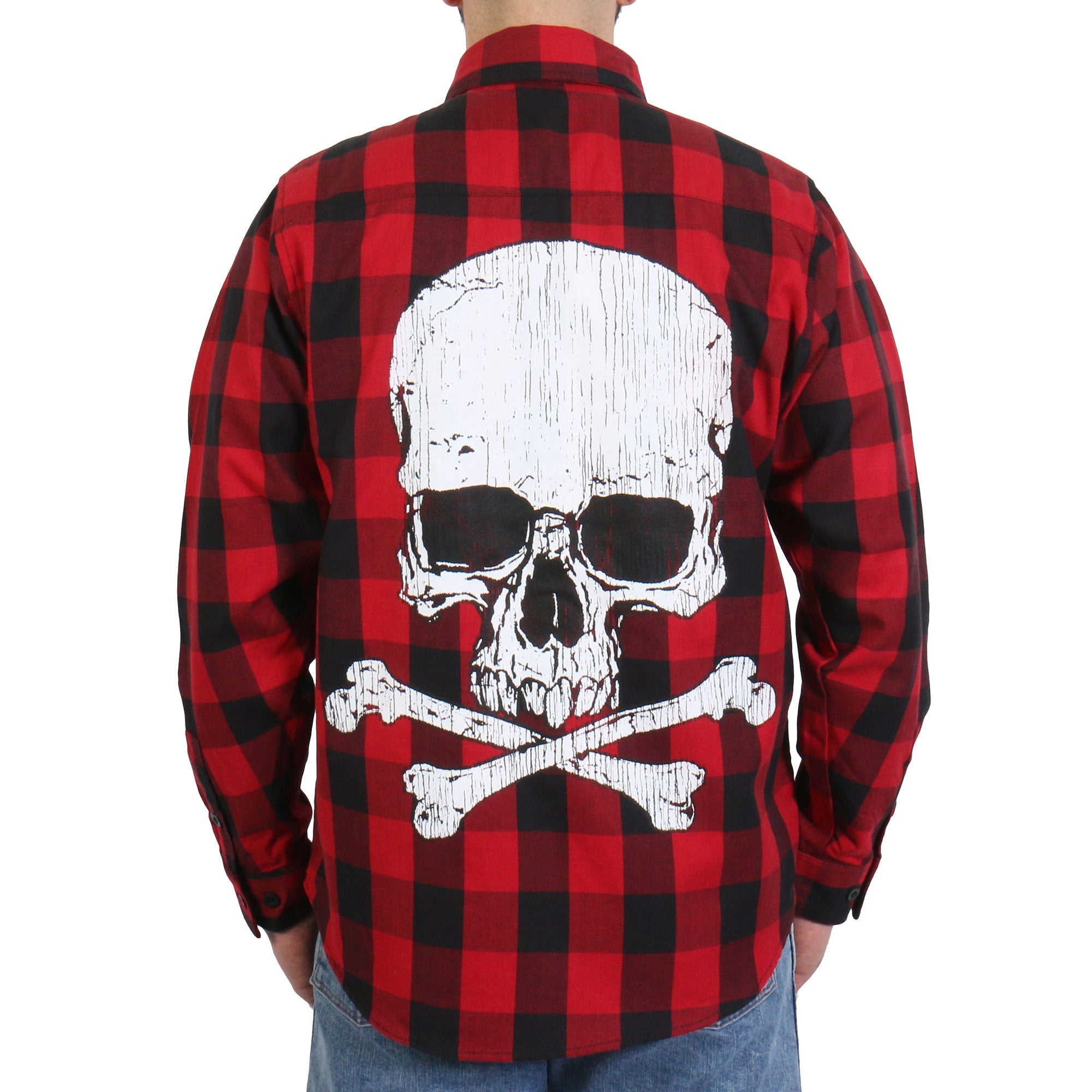 FLM2103 Men's 'Skull and Bones' Flannel Long Sleeve Shirt