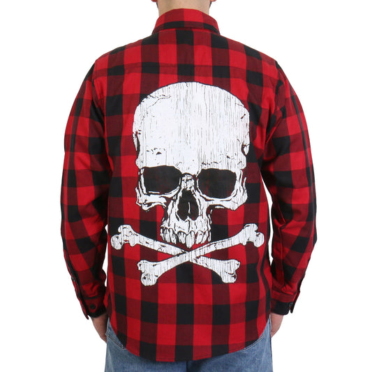 FLM2103 Men's 'Skull and Bones' Flannel Long Sleeve Shirt
