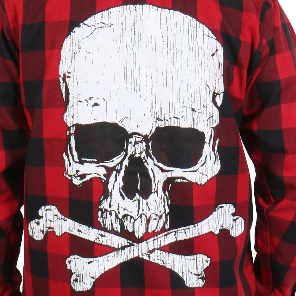 FLM2103 Men's 'Skull and Bones' Flannel Long Sleeve Shirt