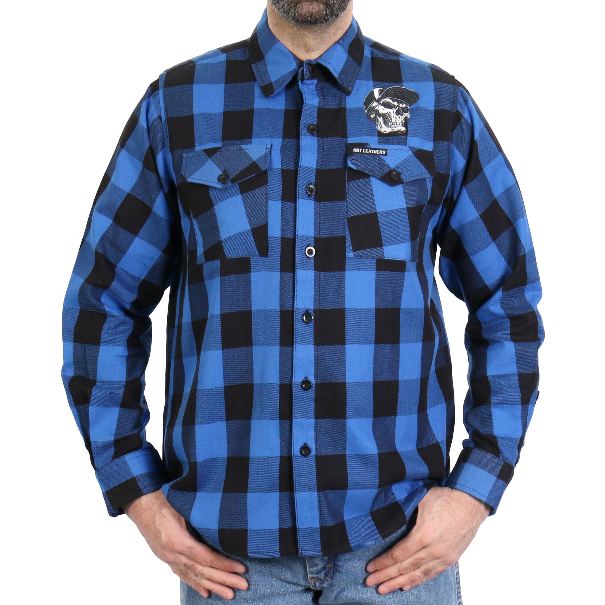 FLM2107 Men's 'Snap Back Skull' Flannel Long Sleeve Shirt