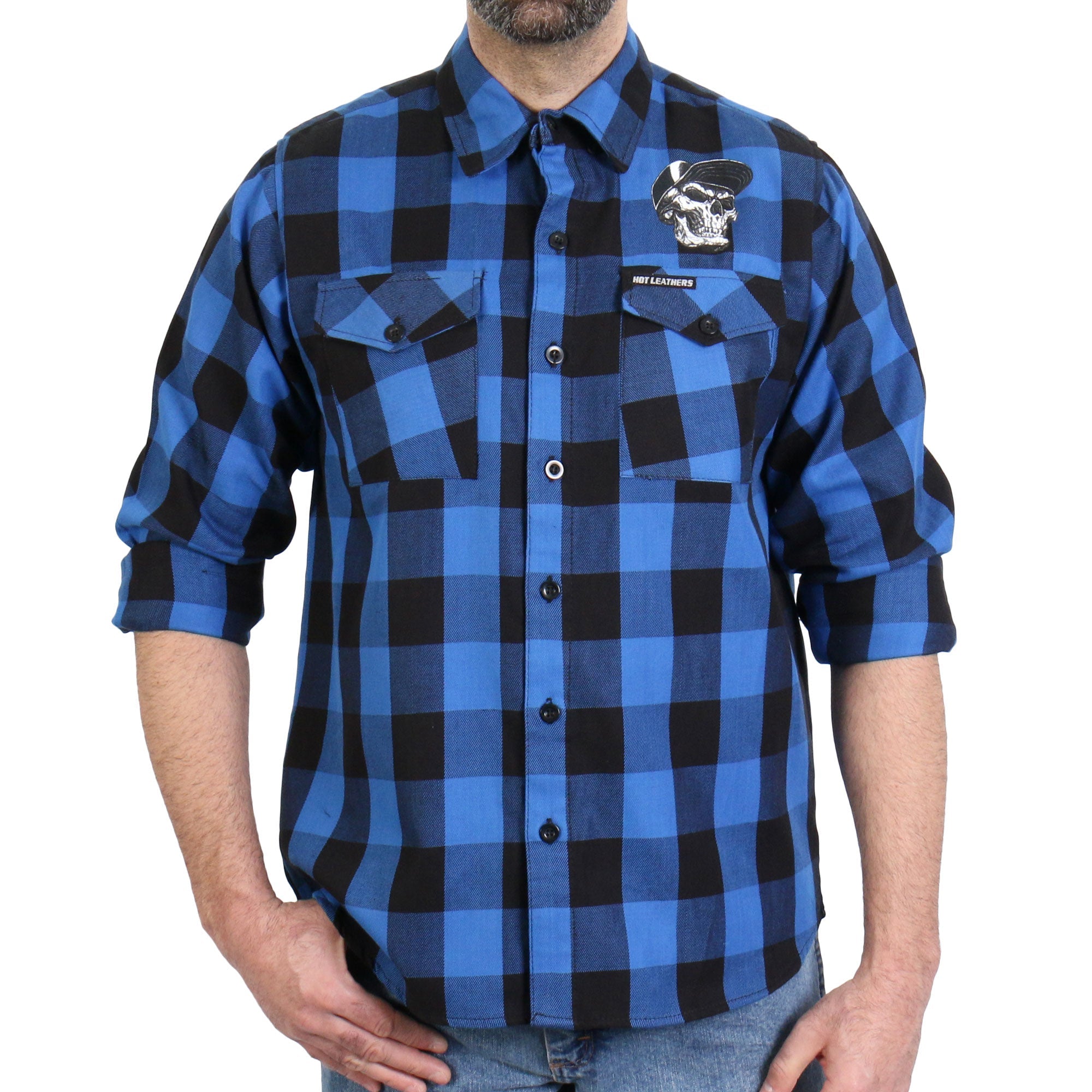 FLM2107 Men's 'Snap Back Skull' Flannel Long Sleeve Shirt