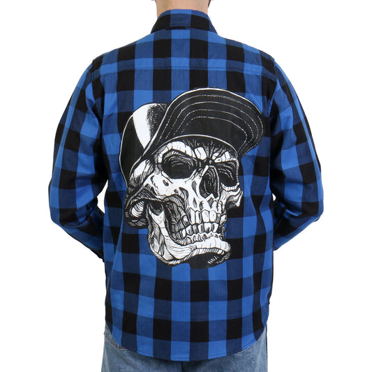 FLM2107 Men's 'Snap Back Skull' Flannel Long Sleeve Shirt