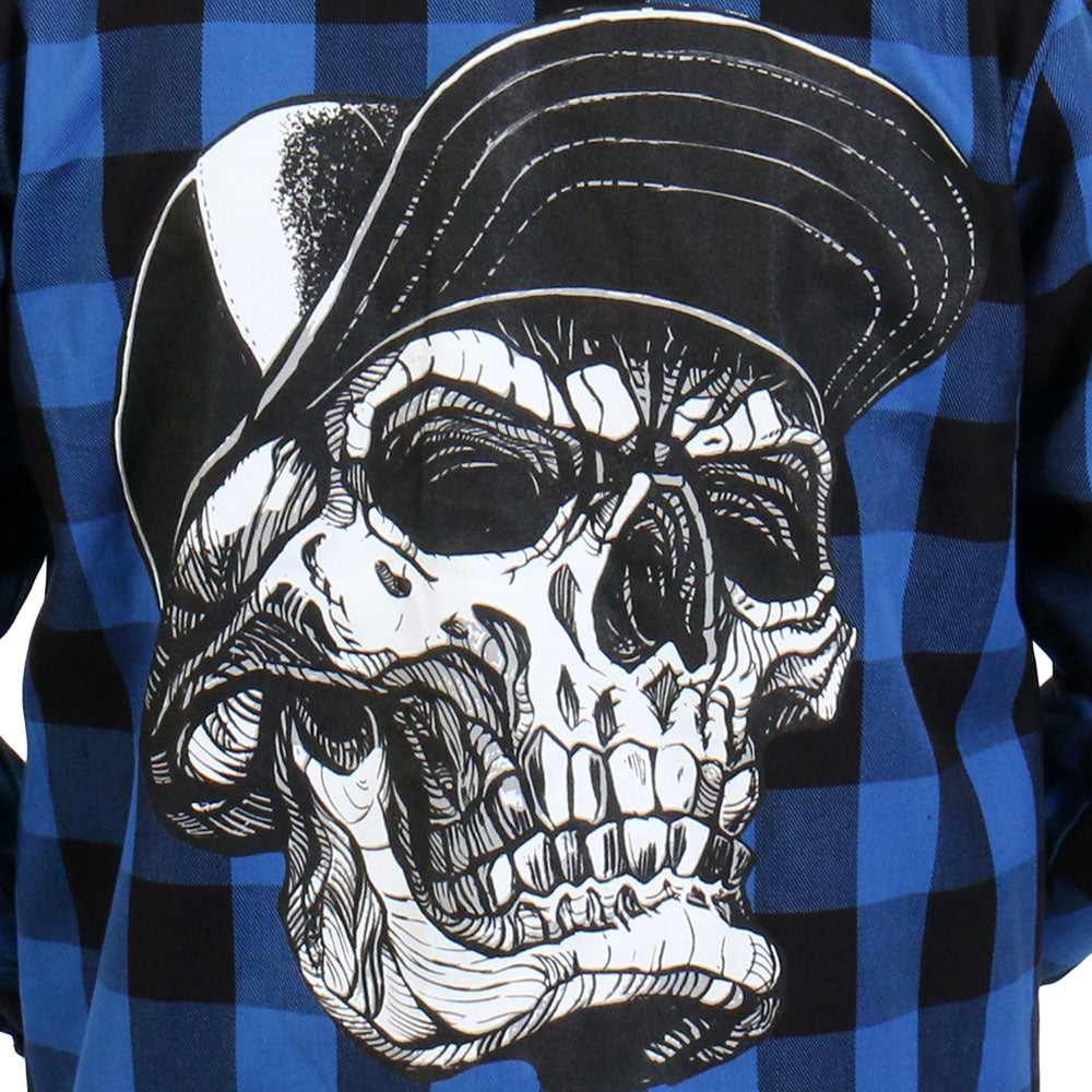 FLM2107 Men's 'Snap Back Skull' Flannel Long Sleeve Shirt