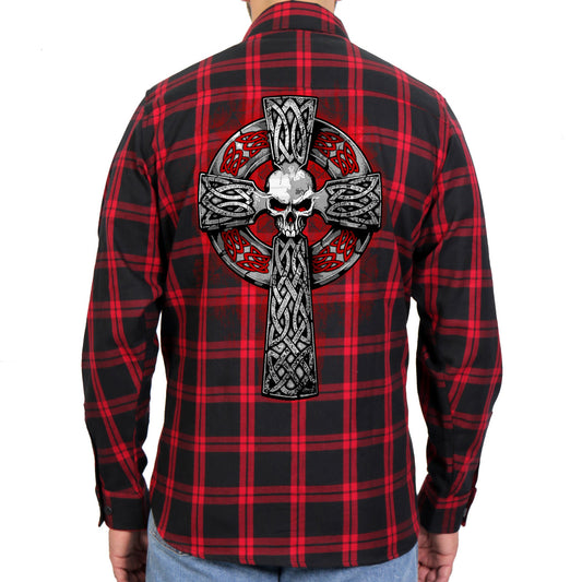 FLM2112 Men's 'Celtic Cross' Flannel Long Sleeve Shirt