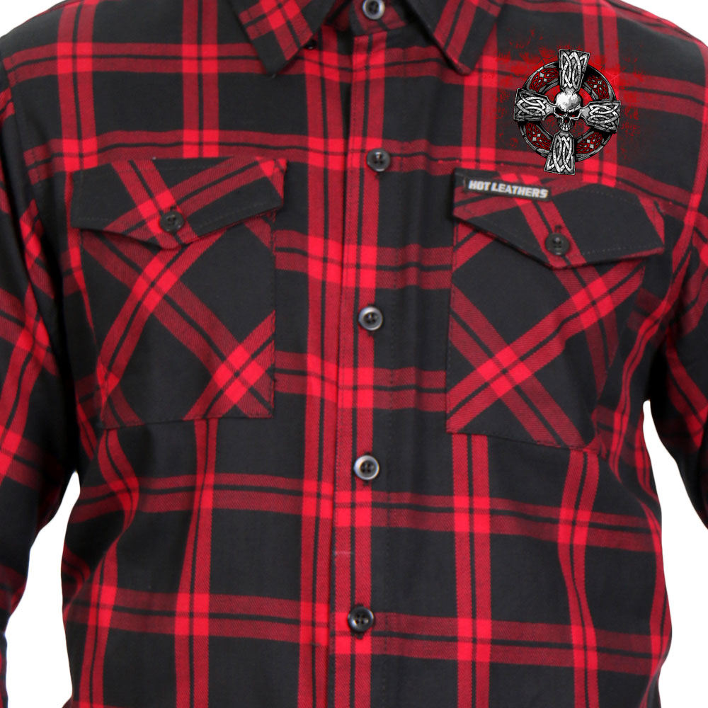 FLM2112 Men's 'Celtic Cross' Flannel Long Sleeve Shirt