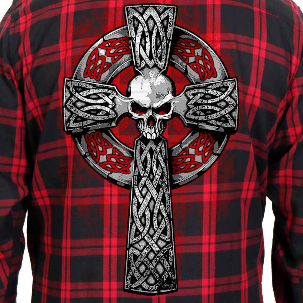 FLM2112 Men's 'Celtic Cross' Flannel Long Sleeve Shirt