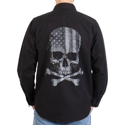 FLM2113 Men's 'Black Flag Skull' Long Sleeve Flannel