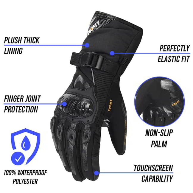 Winx Armored Waterproof Motorcycle Gloves with Touchscreen Capability M Winx Armored Waterproof Motorcycle Gloves with Touchscreen Capability M