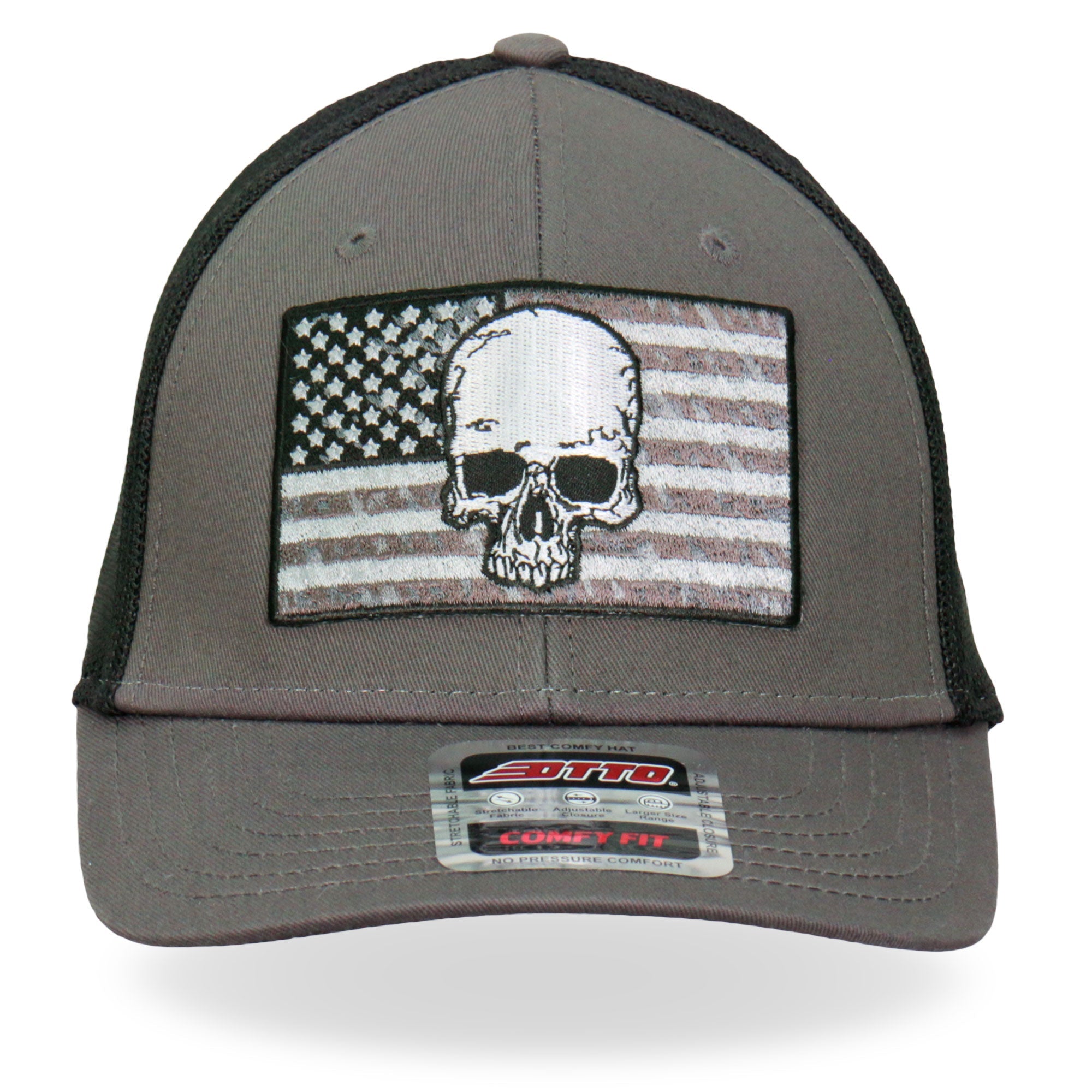 GSH1021 Gray Skull Flag Trucker Hat