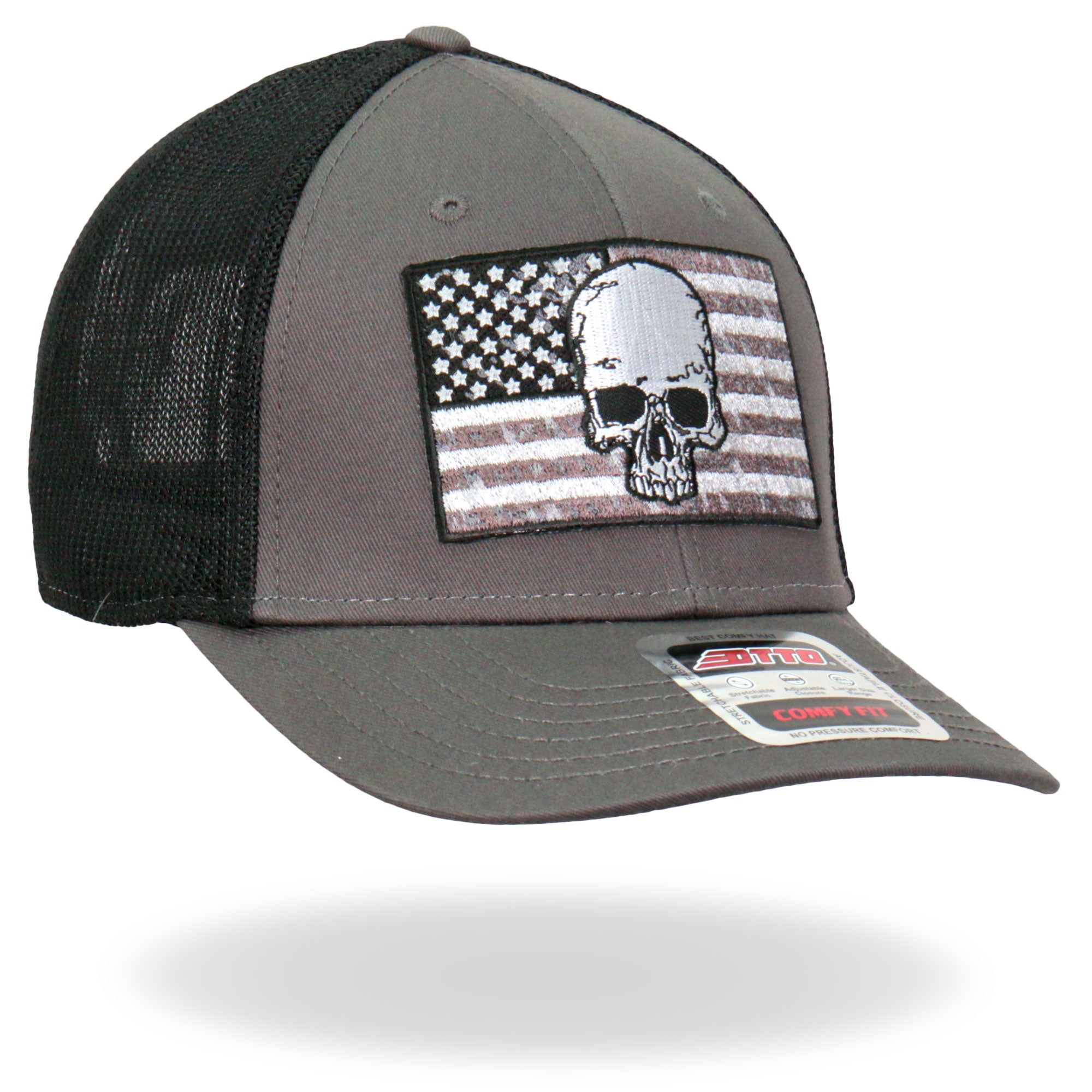 GSH1021 Gray Skull Flag Trucker Hat