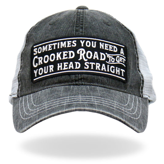 Crooked Road Gray And White Trucker Hat GSH1042