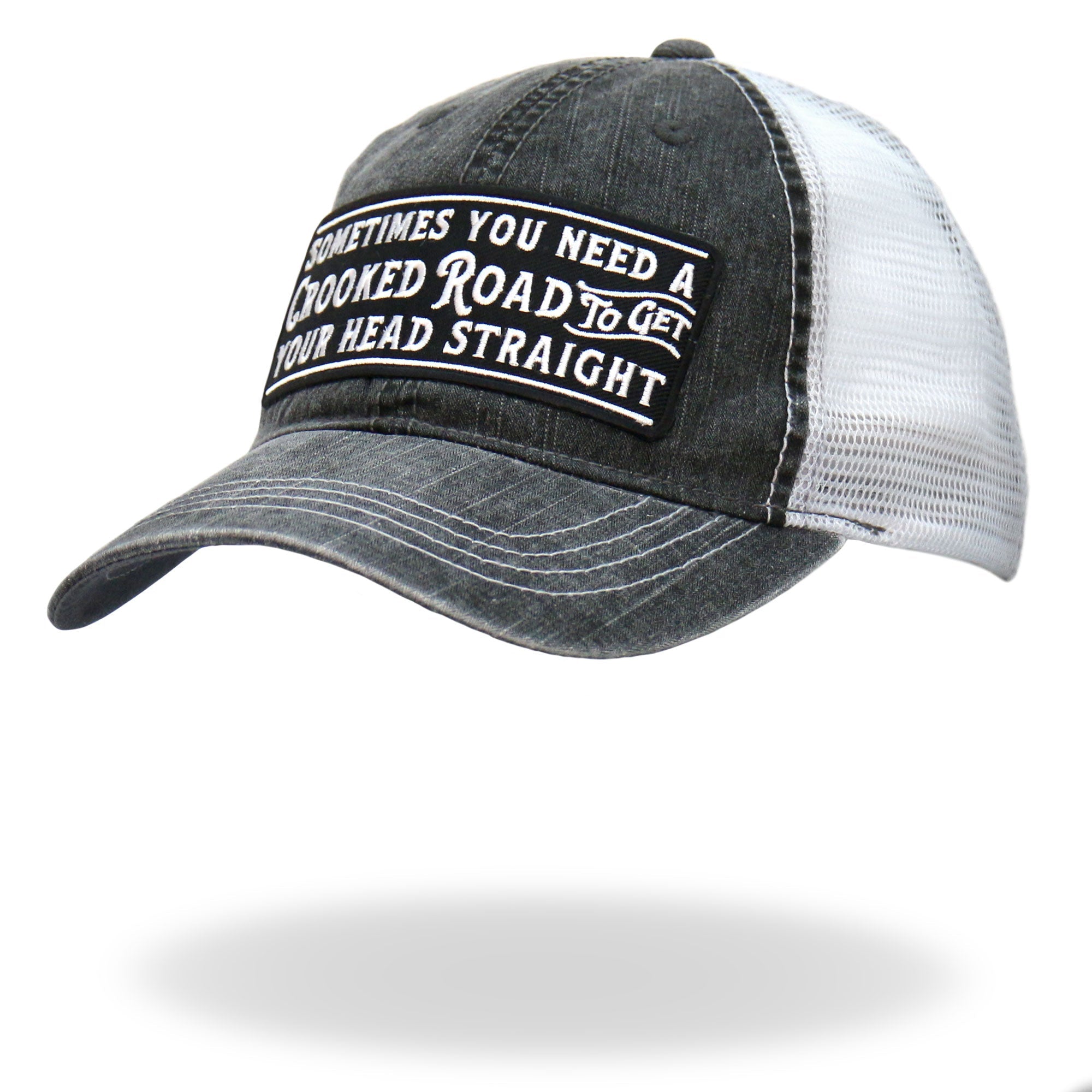 Crooked Road Gray And White Trucker Hat GSH1042