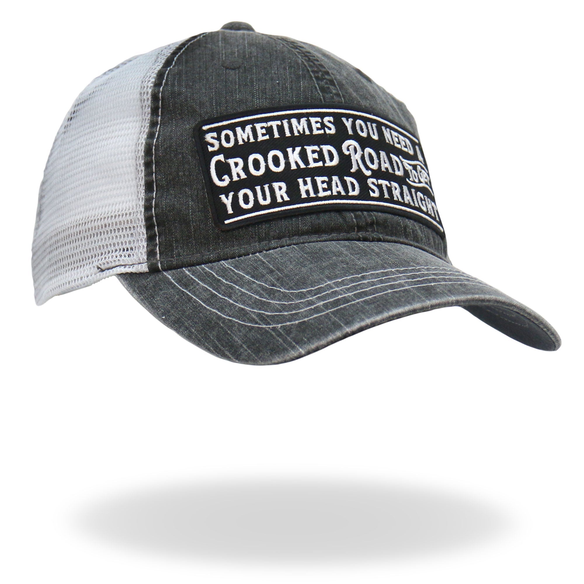 Crooked Road Gray And White Trucker Hat GSH1042