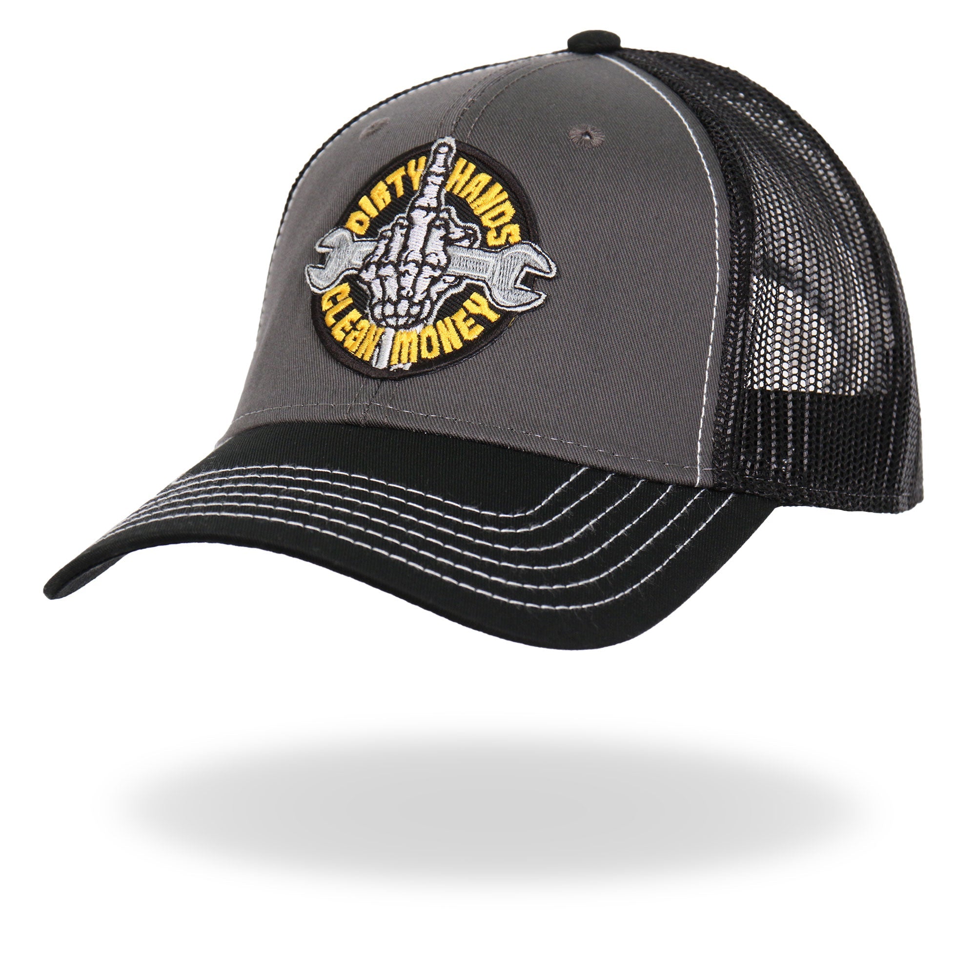 Gray And Black Trucker Hat Dirty Hands GSH1043