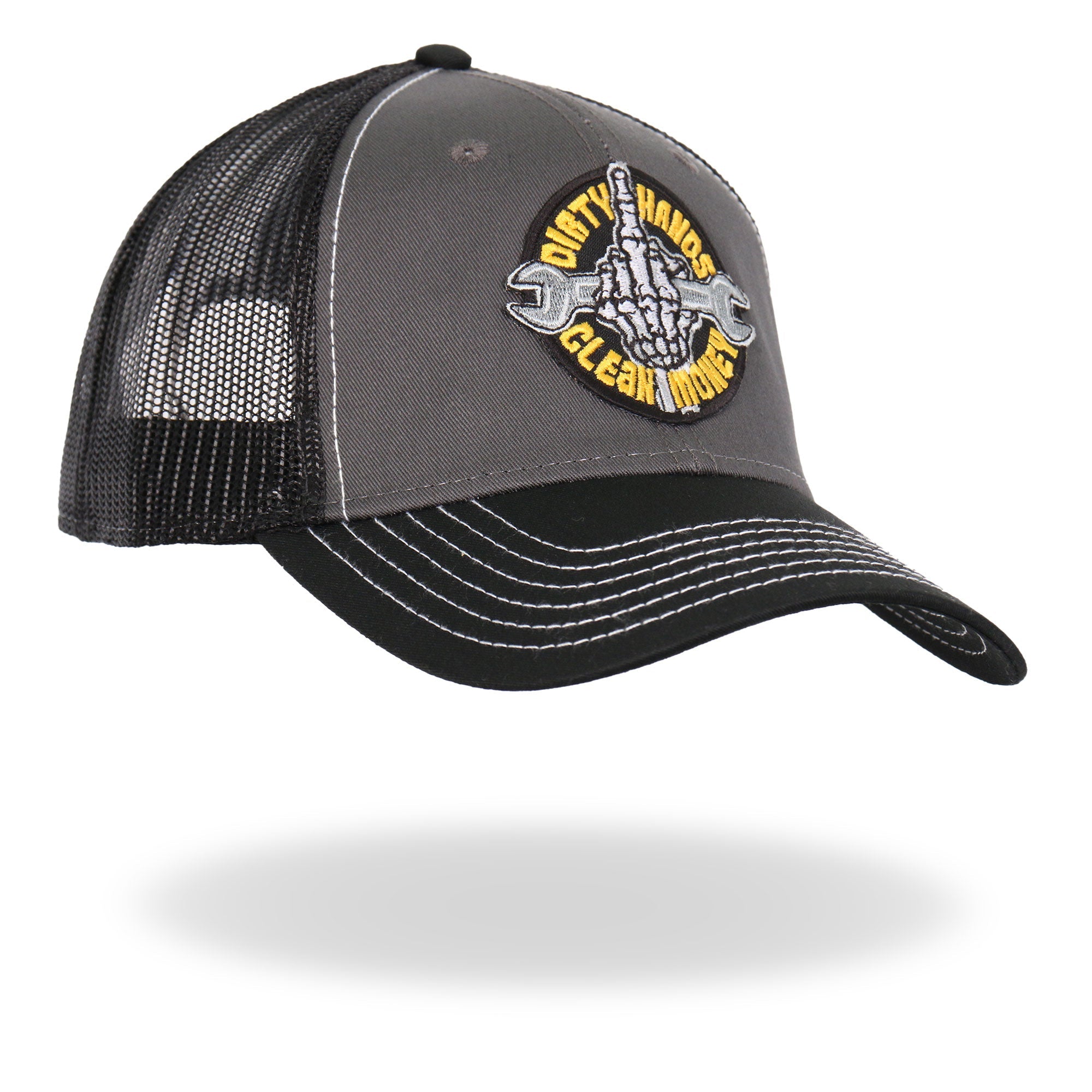 Gray And Black Trucker Hat Dirty Hands GSH1043