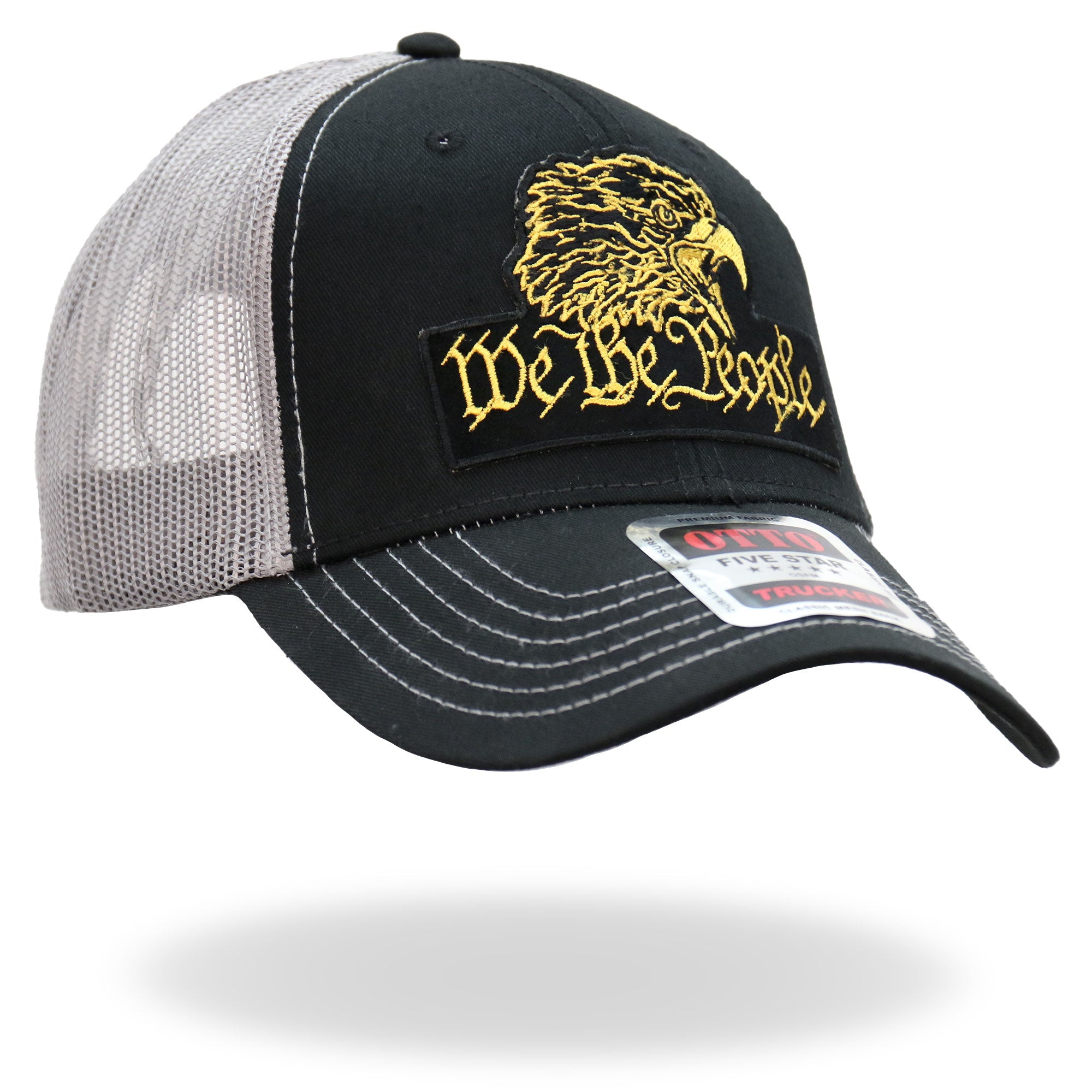 Black Gray and Yellow Trucker Hat We The People Eagle GSH1049