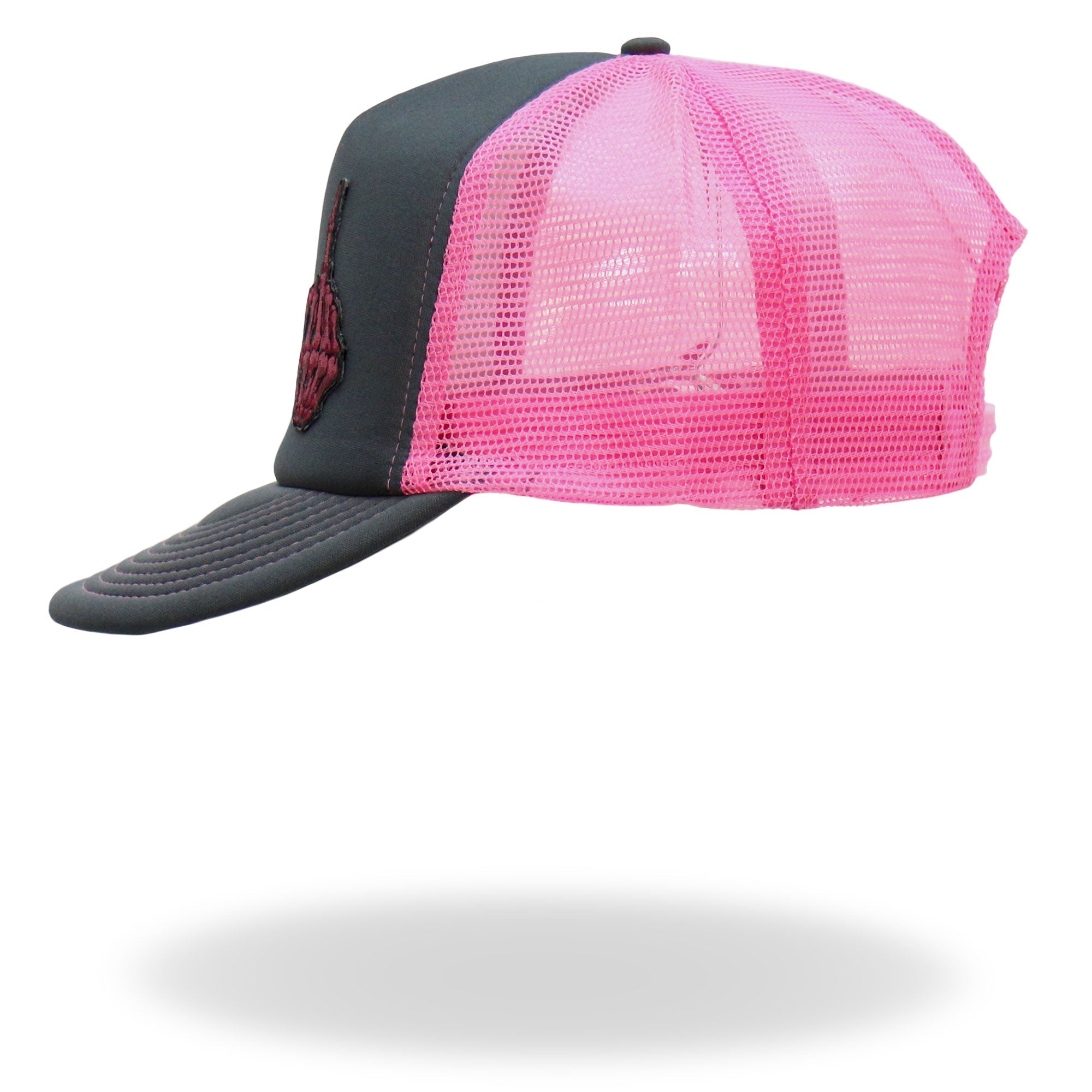 Pink And Black Trucker Hat Skeleton Finger GSH1053