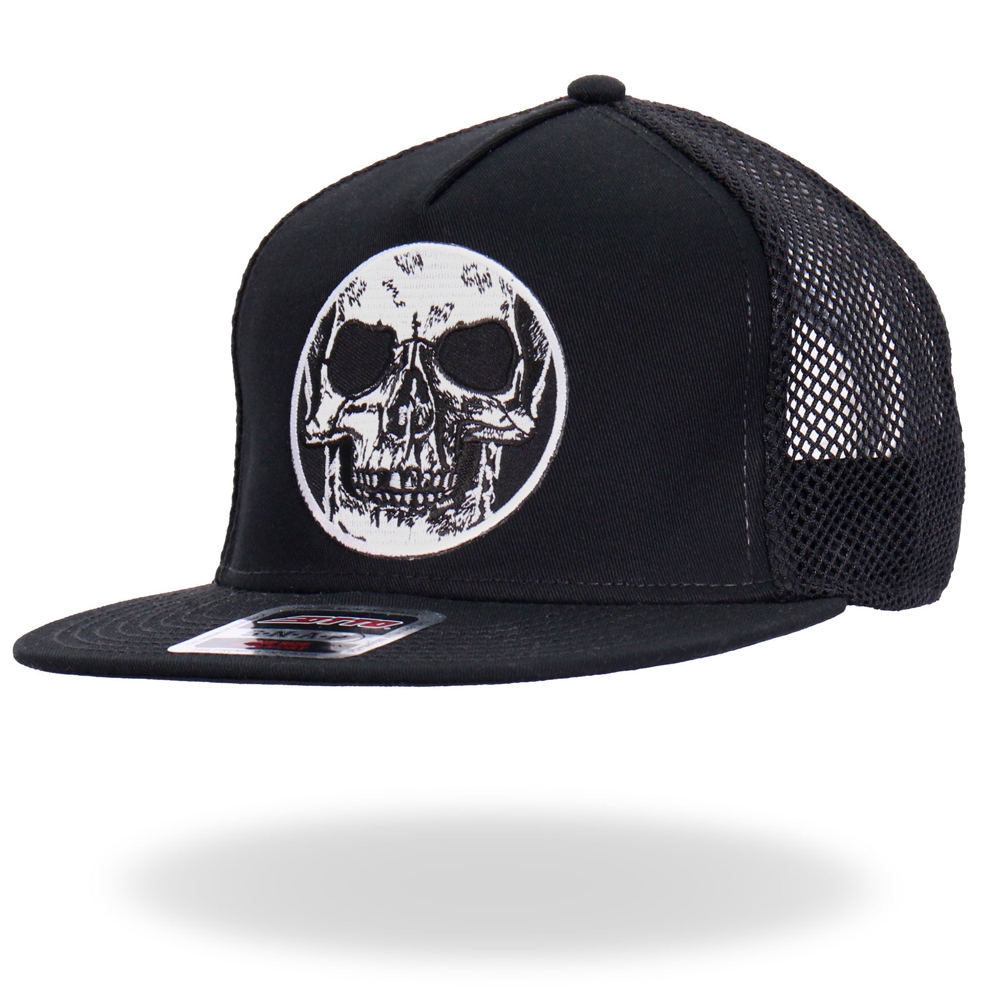 GSH2023 Black Circle Skull Snapback Hat