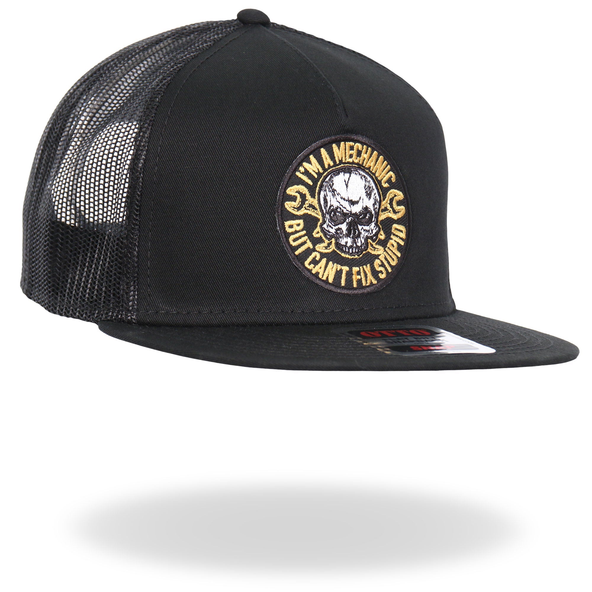 Black Yellow And White Mechanic Can't Fix Stupid Snapback Hat GSH2036