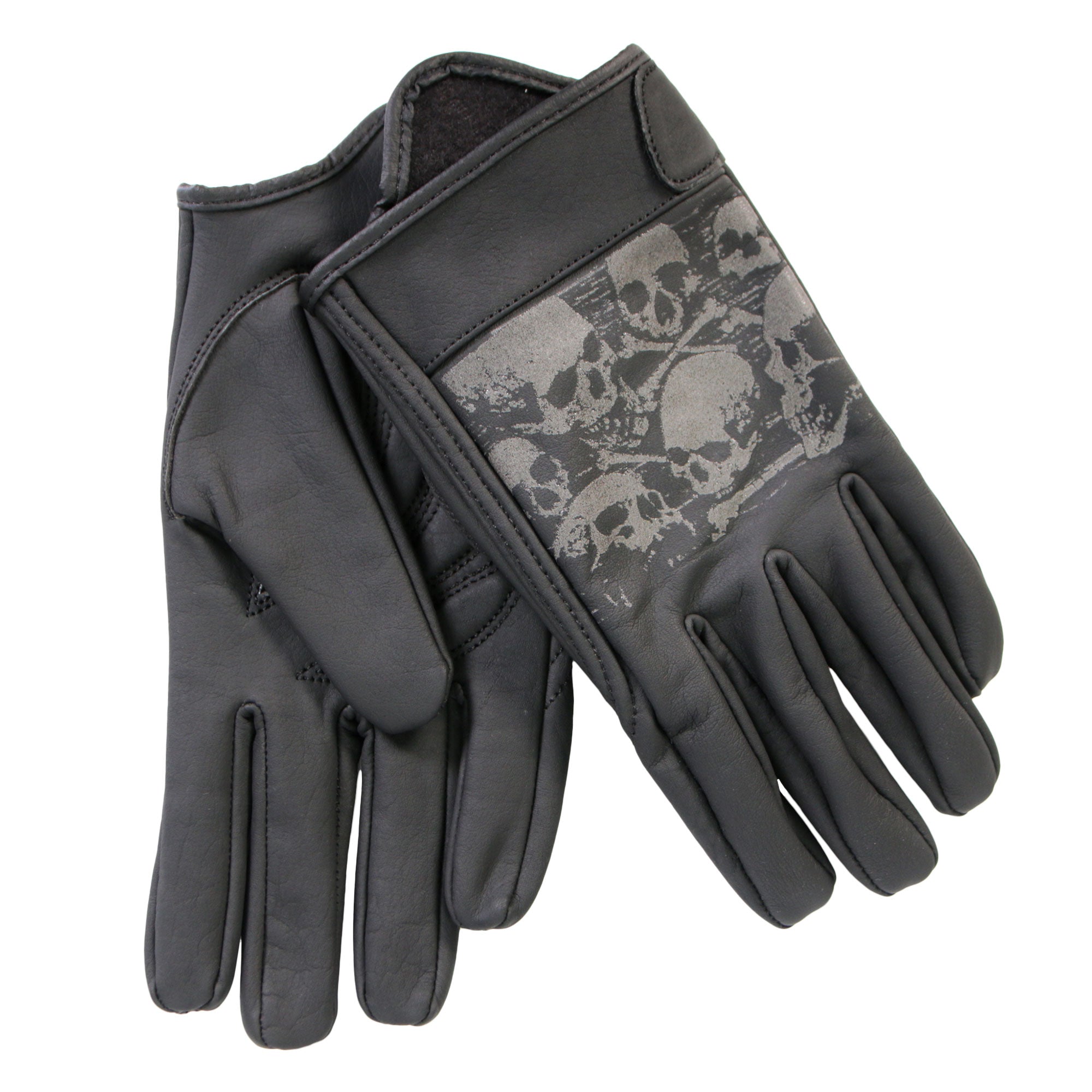 Ancient Skull Leather Gloves
