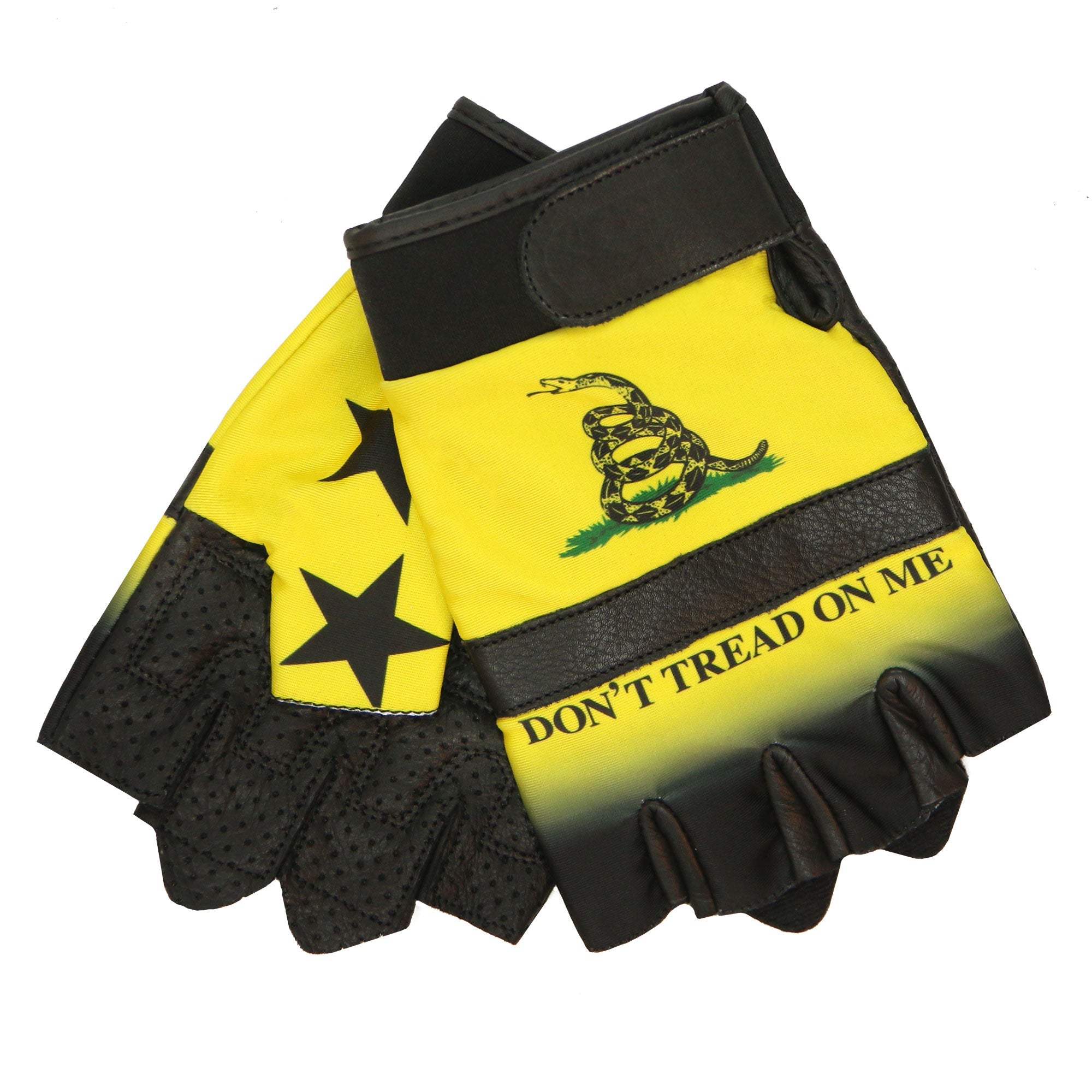 GVM3011 Leather Don't Tread on Me Fingerless Gloves