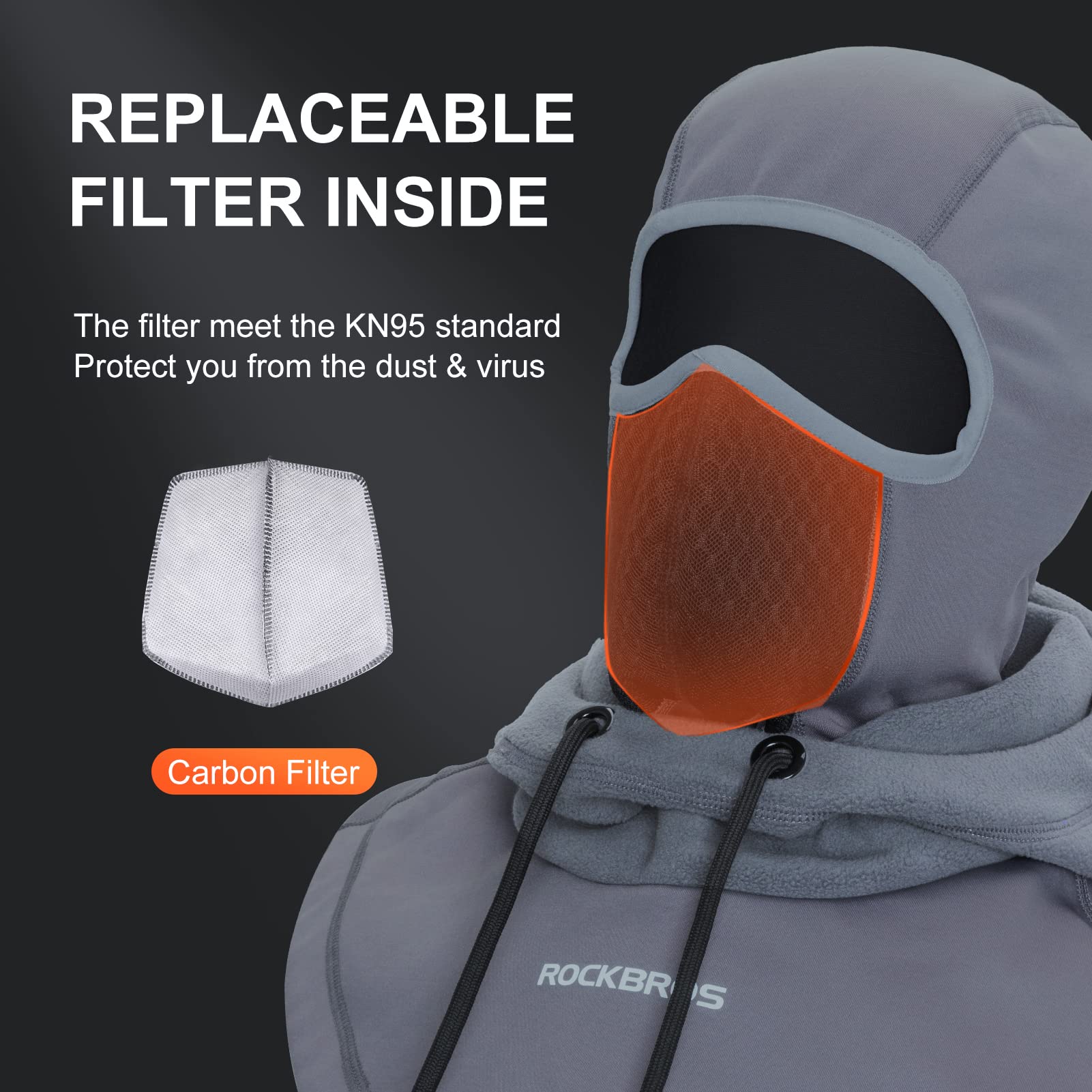 ROCKBROS Ski Balaclava Thermal Fleece Balaclava for Cold Weather Winter Men